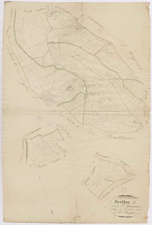 Arboucave - Section A, dite de Saint-Germain, 1e, 2e, et 3e feuilles, par Brun fils géomètre
