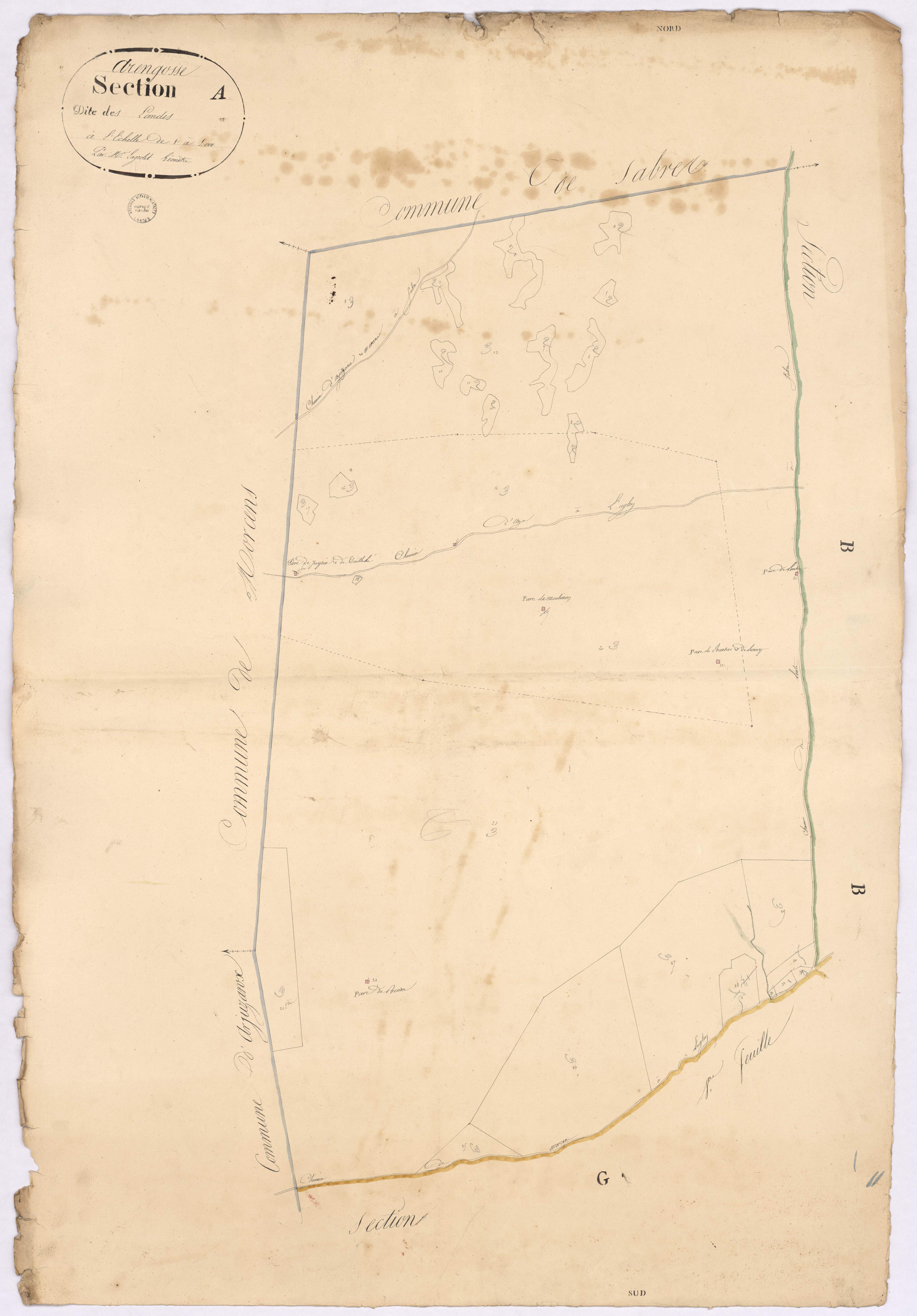 Arengosse - Section A, dite des Landes, par Lagrolet géomètre