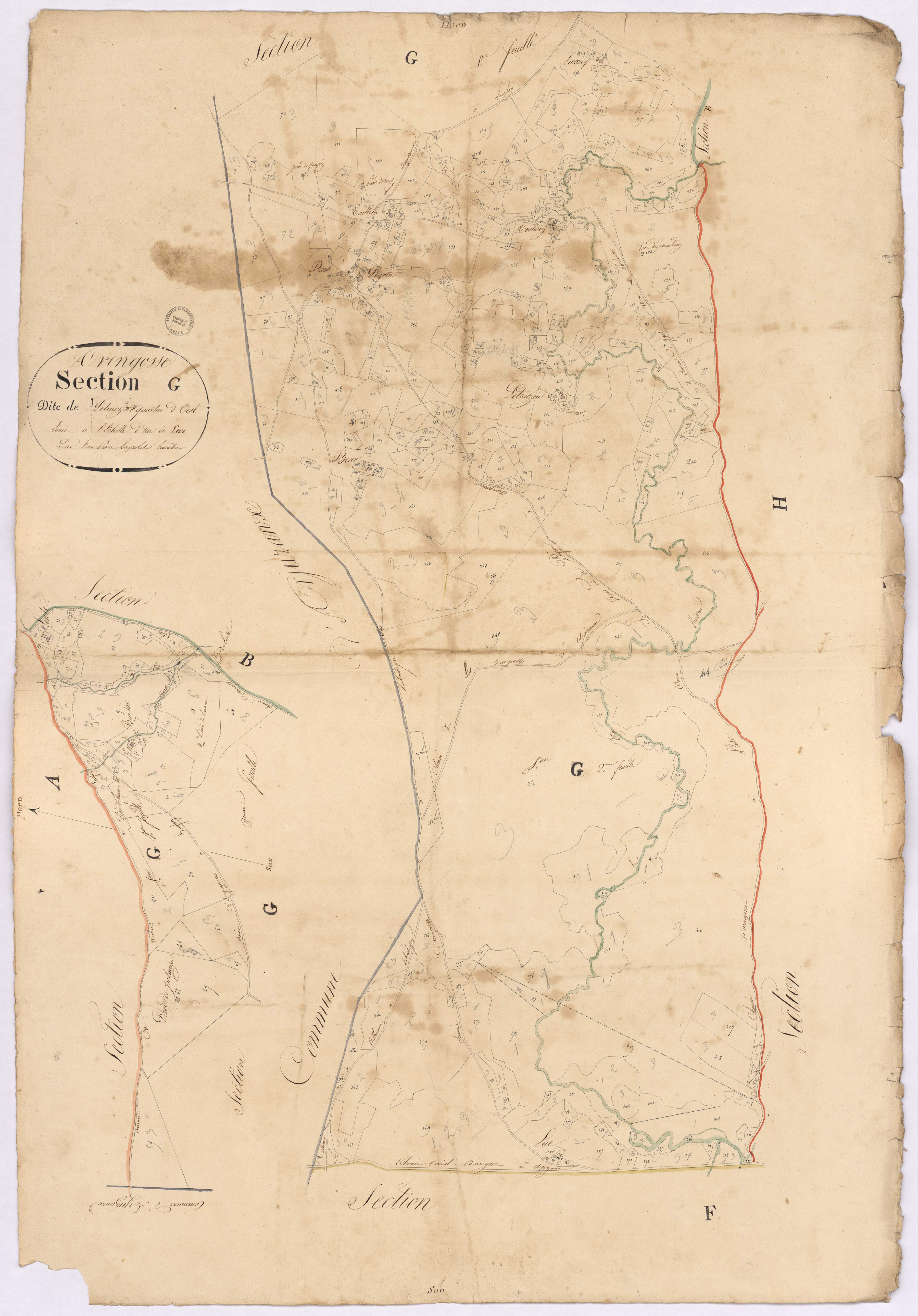 Arengosse - Section G, dite de Petauzin et Quartier d'Ouest, par Lagrolet géomètre