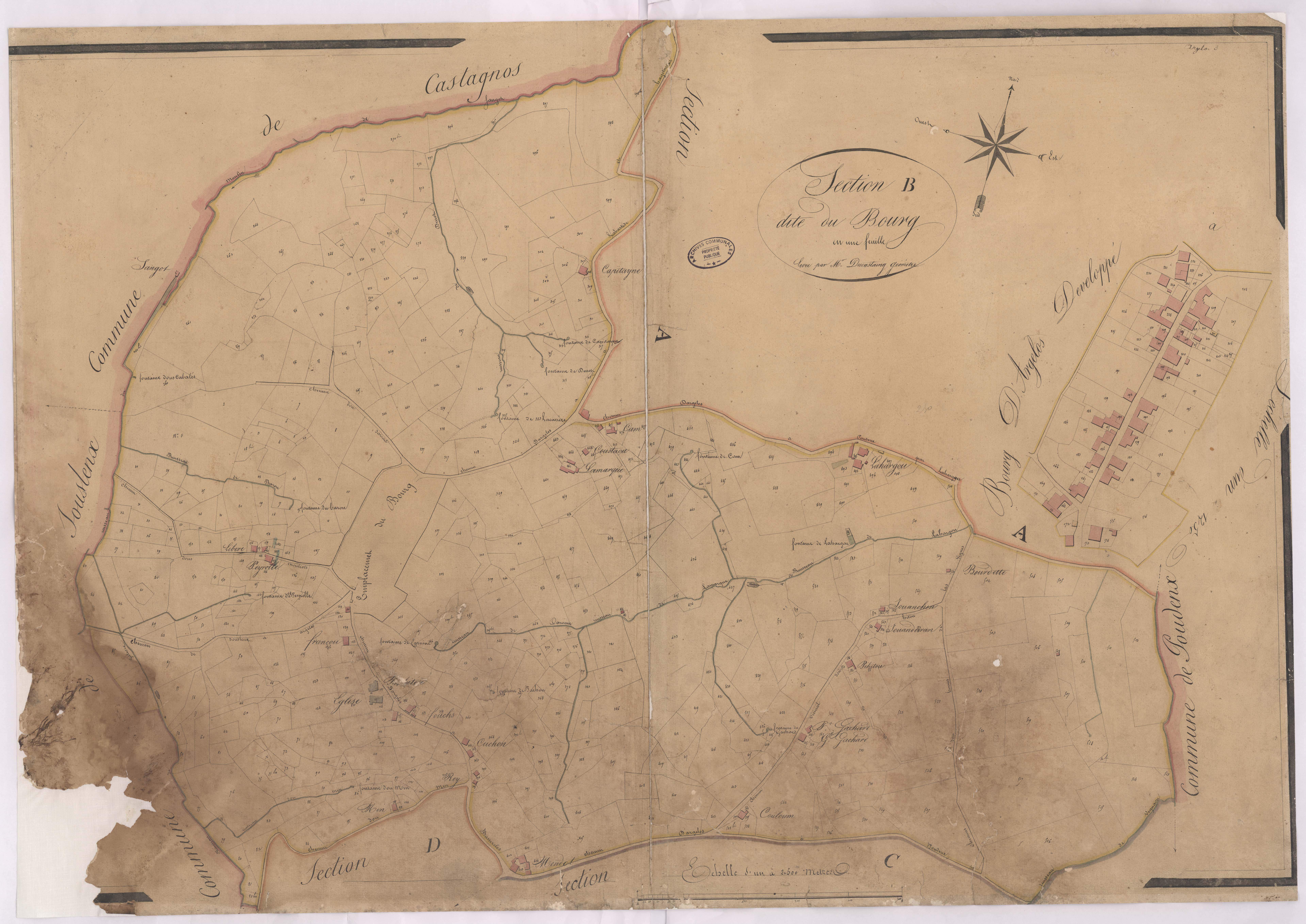 Argelos - Section B, dite du Bourg, par Ducastaing géomètre