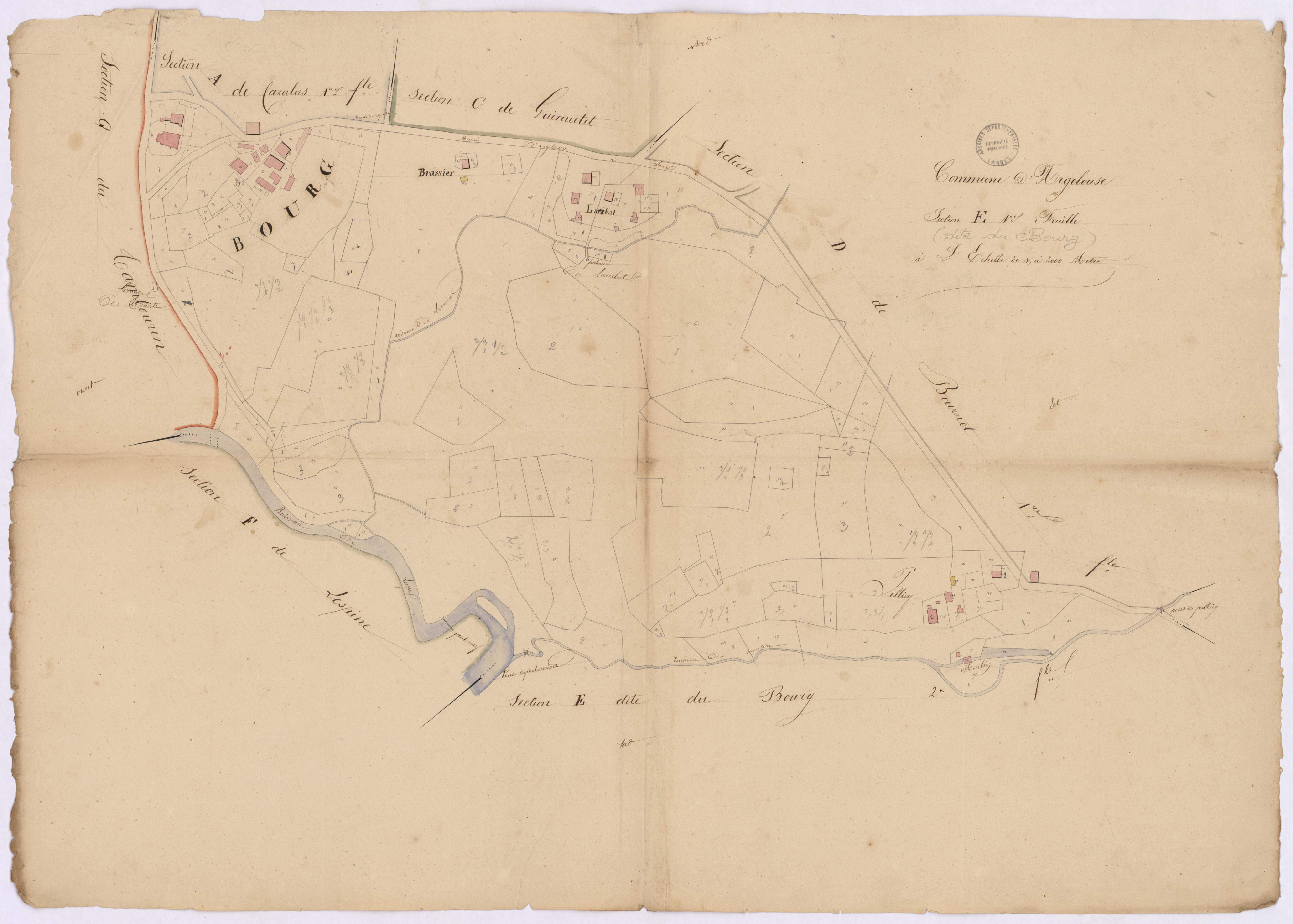 Argelouse - Section E, dite du Bourg, 1re feuille