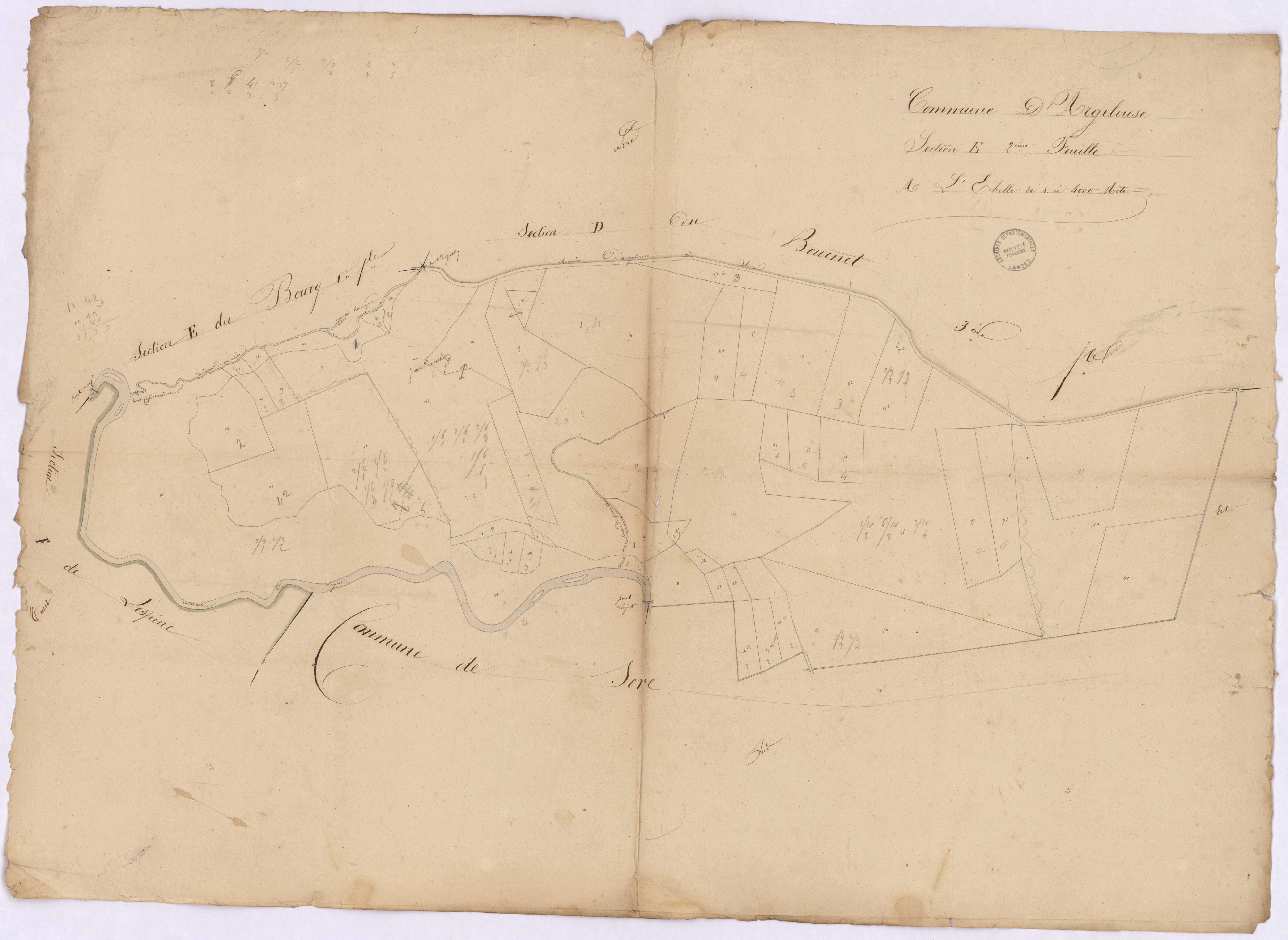 Argelouse - Section E, [dite du Bourg], 2e feuille