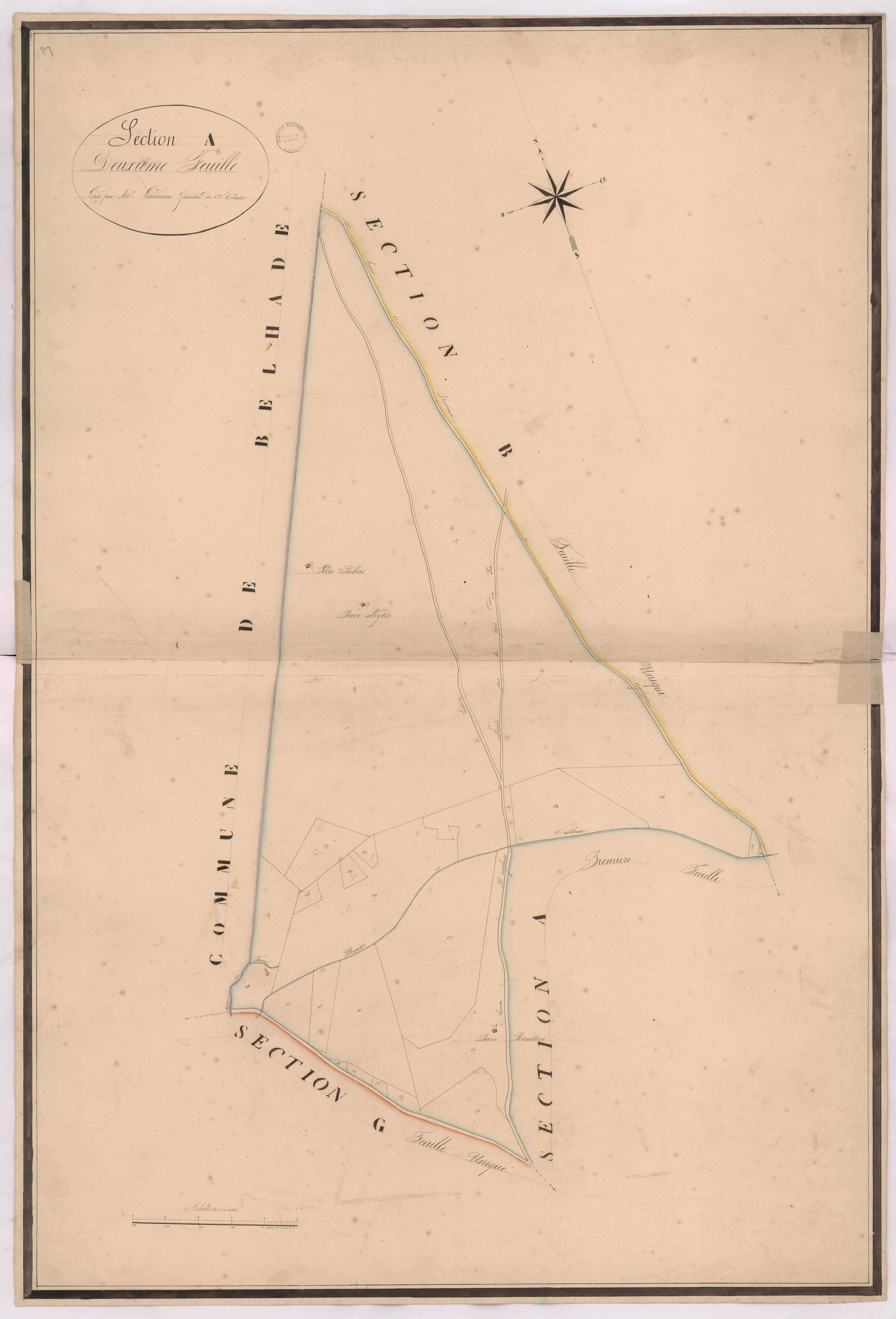 Argelouse - Section A, dite de Cazalas, 2e feuille, par Lacomère géomètre