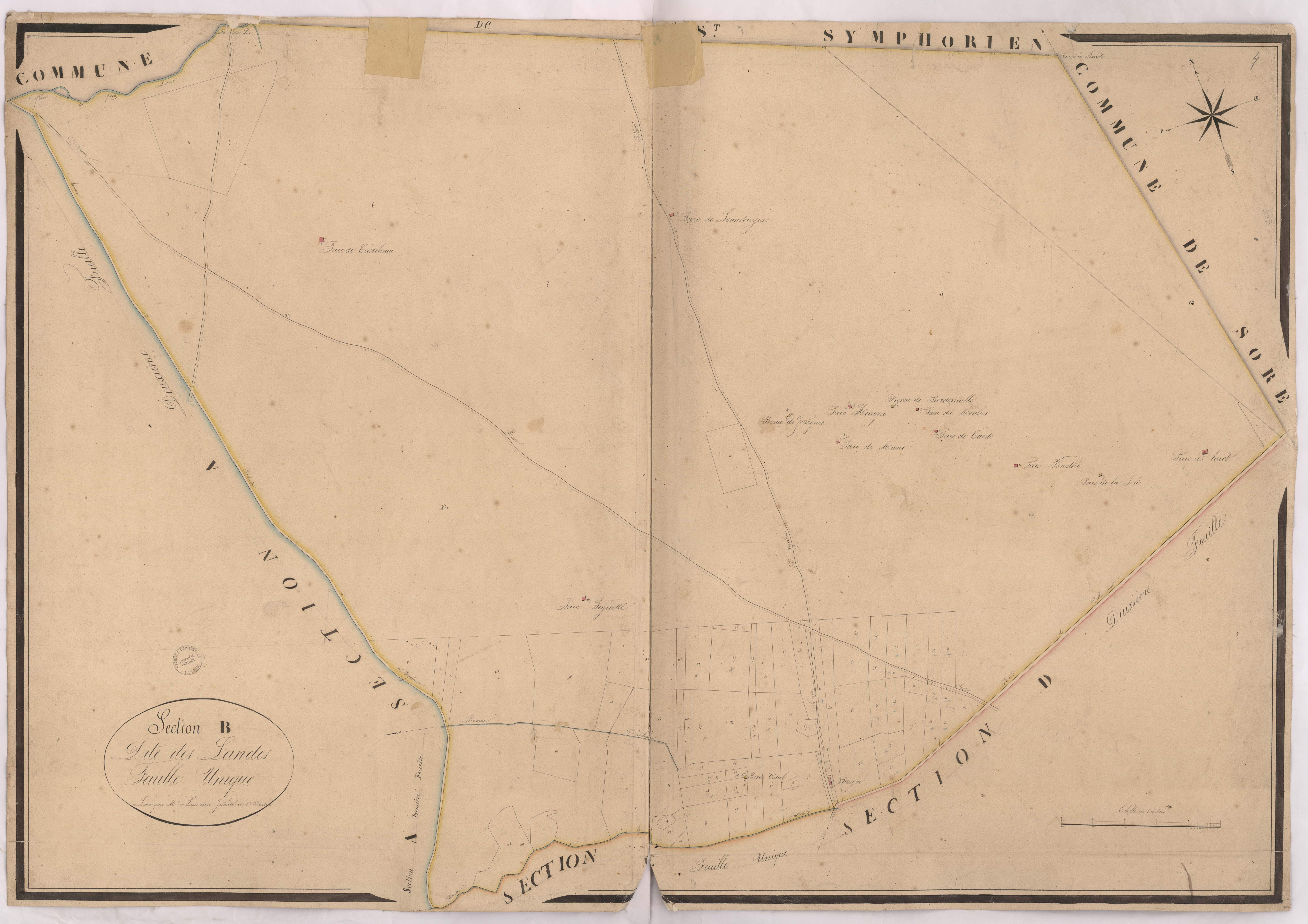Argelouse - Section B, dite des Landes, par Lacomère géomètre