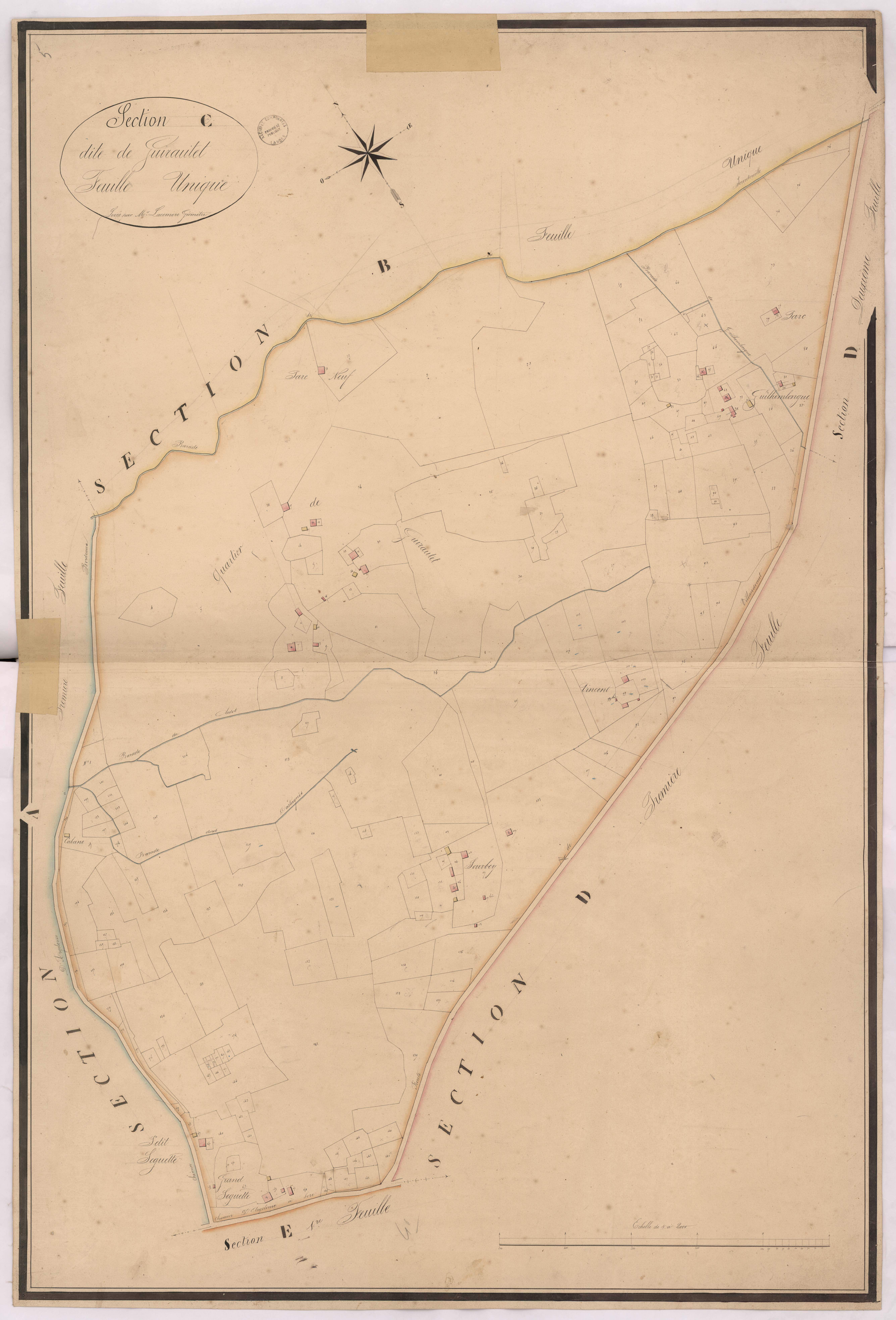 Argelouse - Section C, dite de Guirautet, par Lacomère géomètre