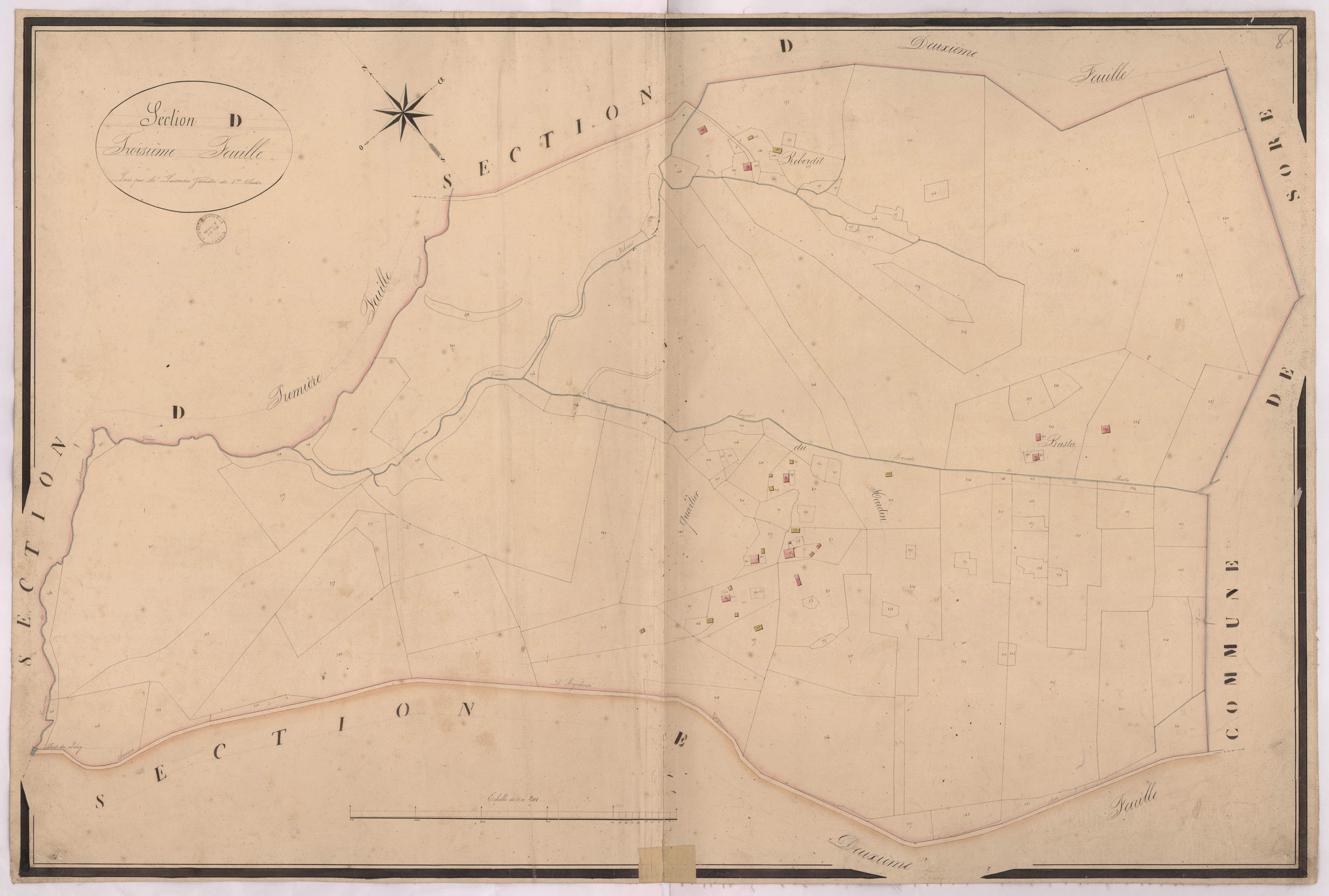 Argelouse - Section D, dite de Bournet, 3e feuille, par Lacomère géomètre