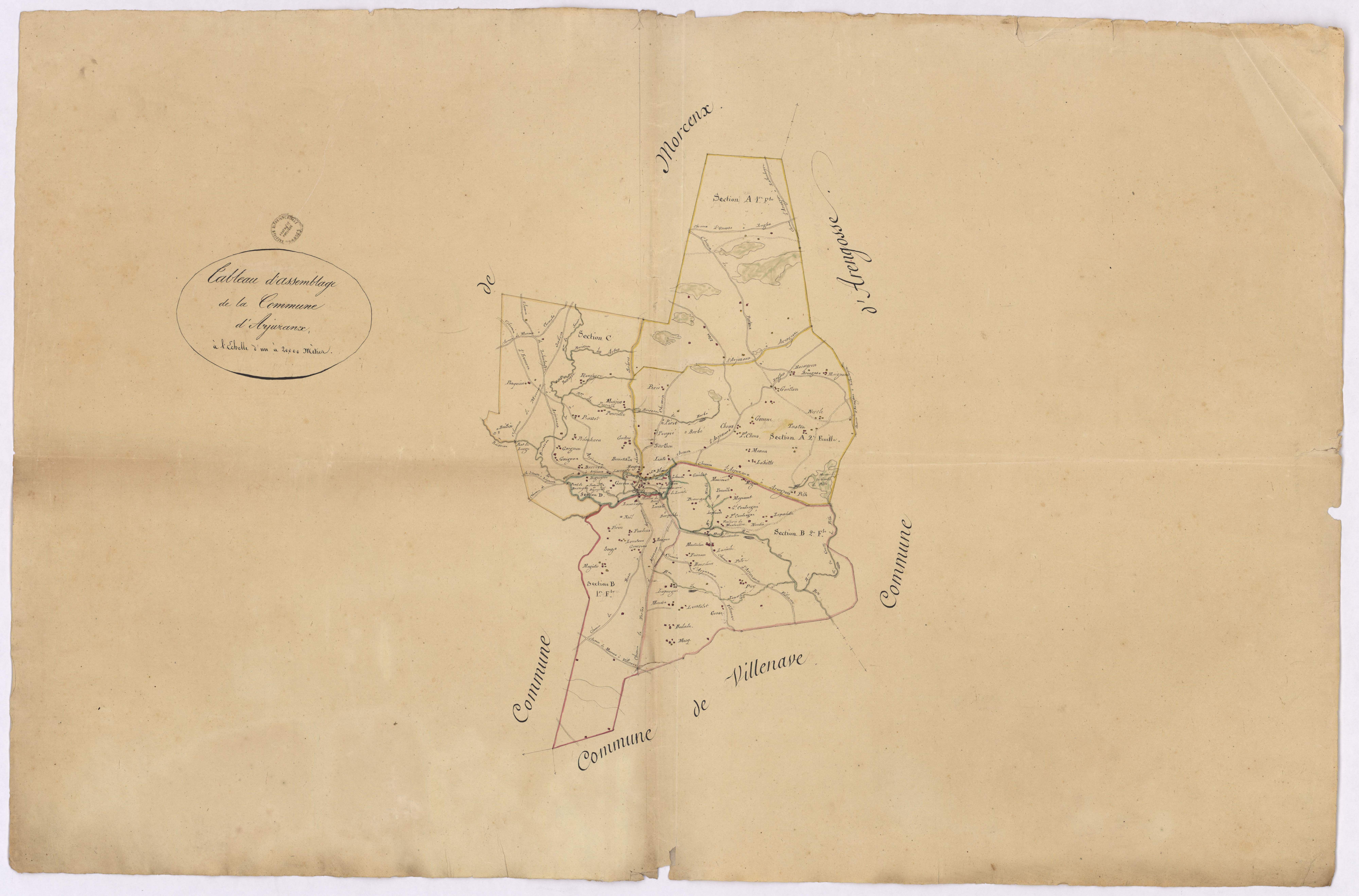 Arjuzanx - Tableau d'assemblage de la commune d'Arjuzanx