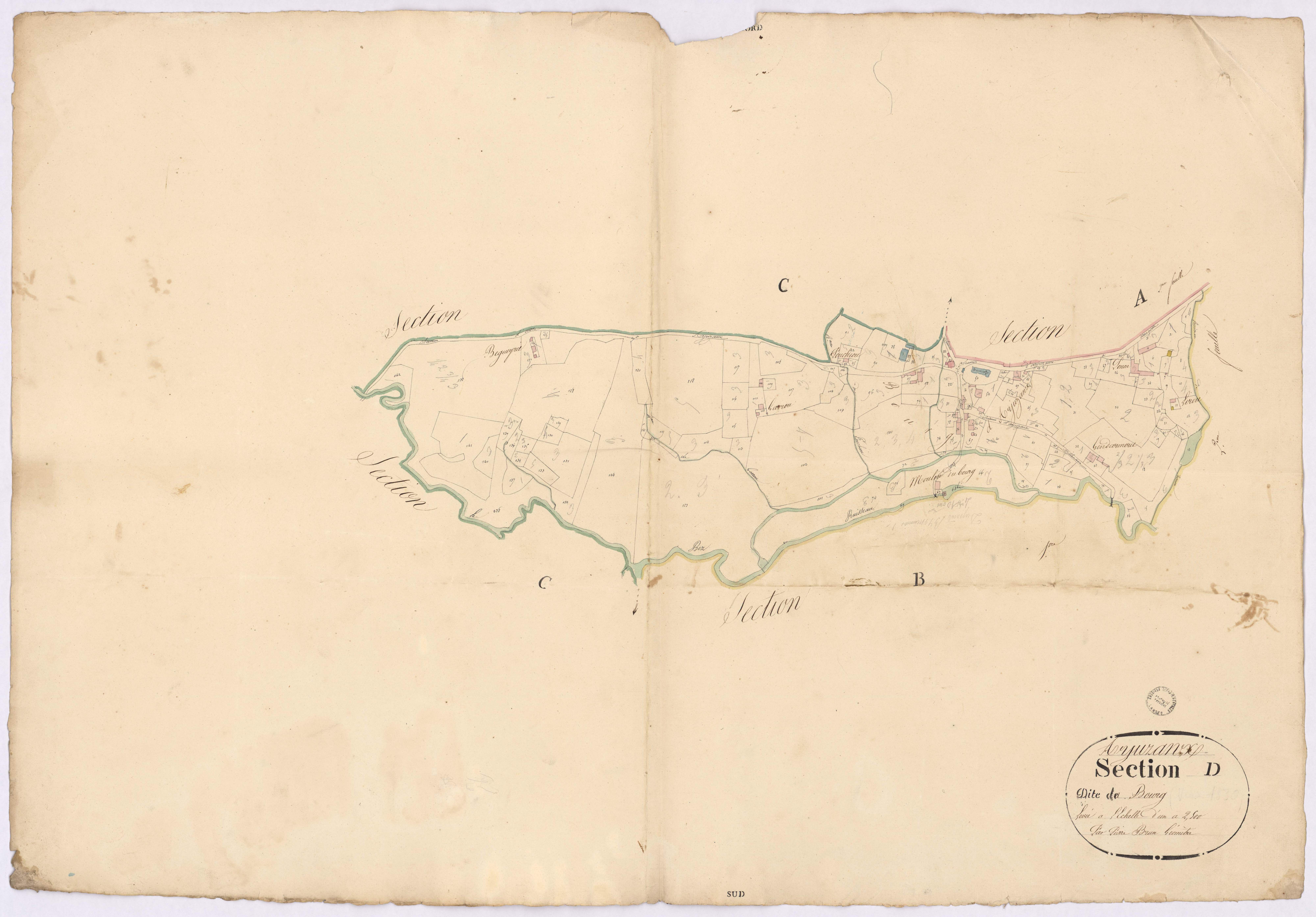 Arjuzanx - Section D, dite du Bourg, par Brun géomètre
