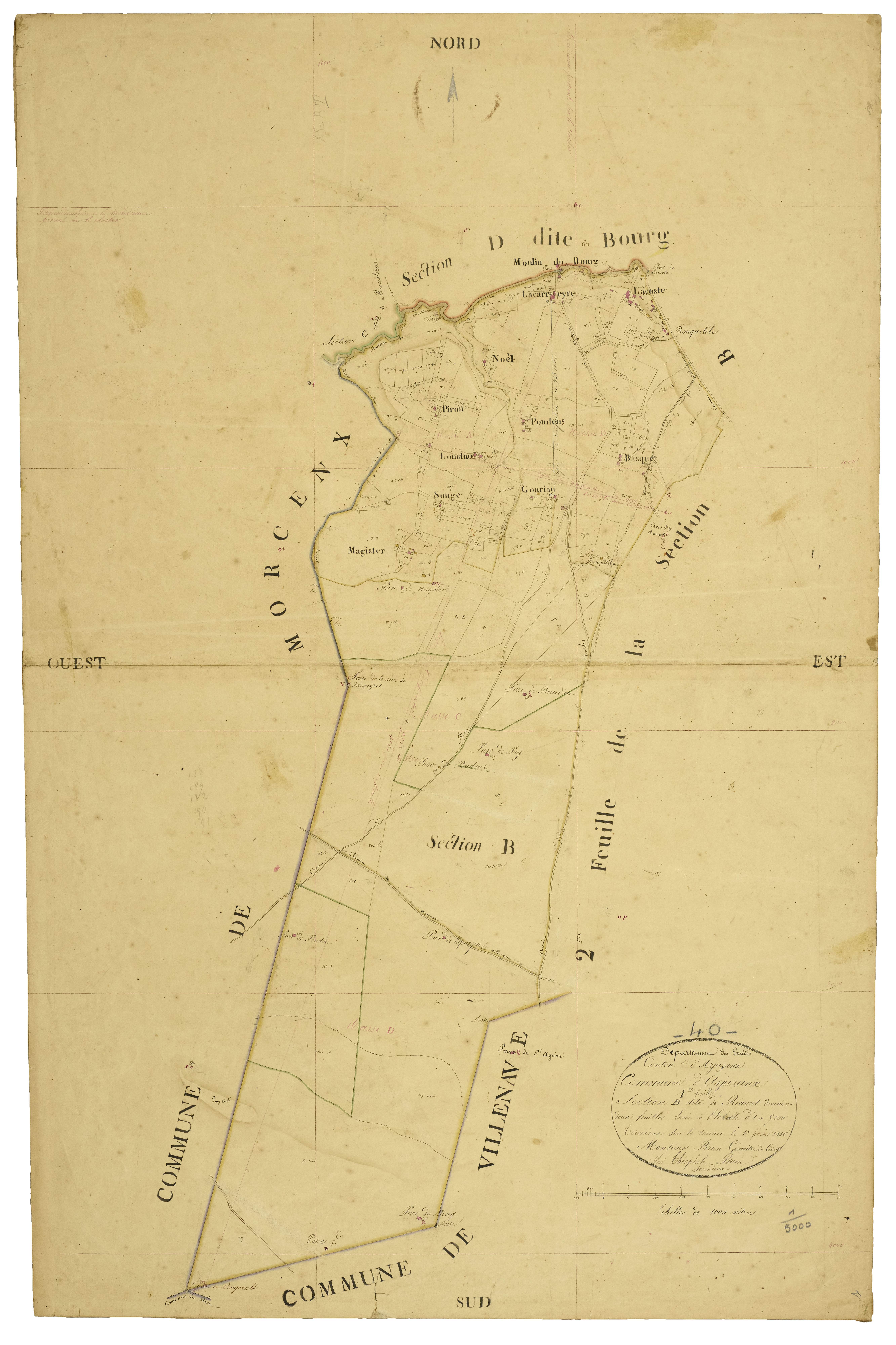 Arjuzanx - Section B, feuille 1