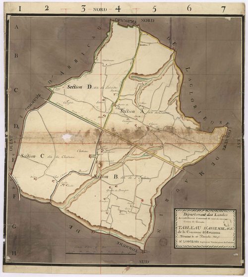 Artassenx - Tableau d'assemblage de la commune d'Artassens, par Lobgeois ingénieur vérificateur du cadastre