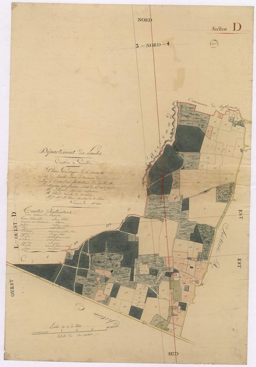 Artassenx - Plan géométrique de la section D, dite de Lataste, par Lobgeois, Perrond et Saint-Lézer, géomètres