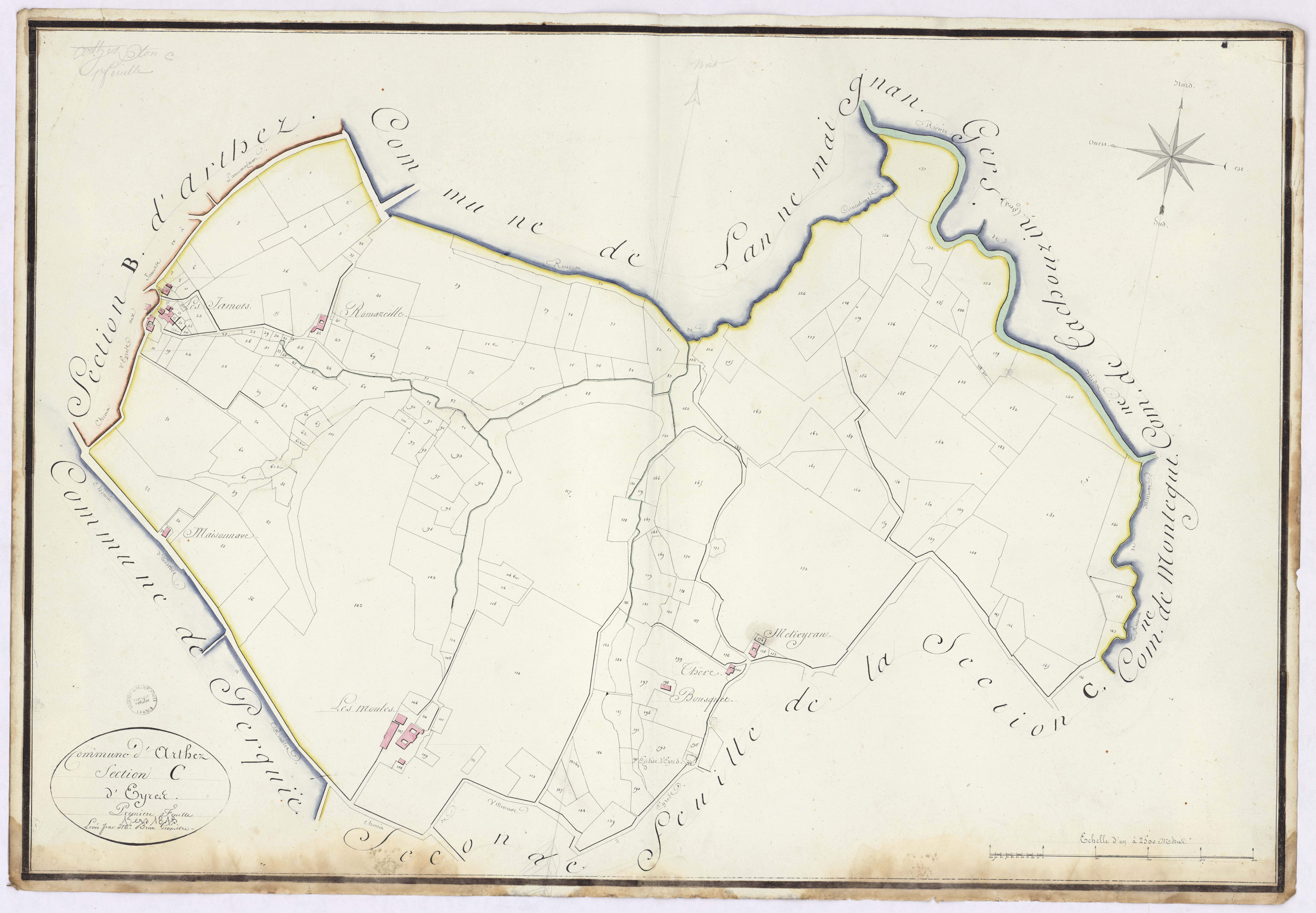 Arthez-d'Armagnac - Section C, dite d'Eyres, 1re feuille, par Brun géomètre