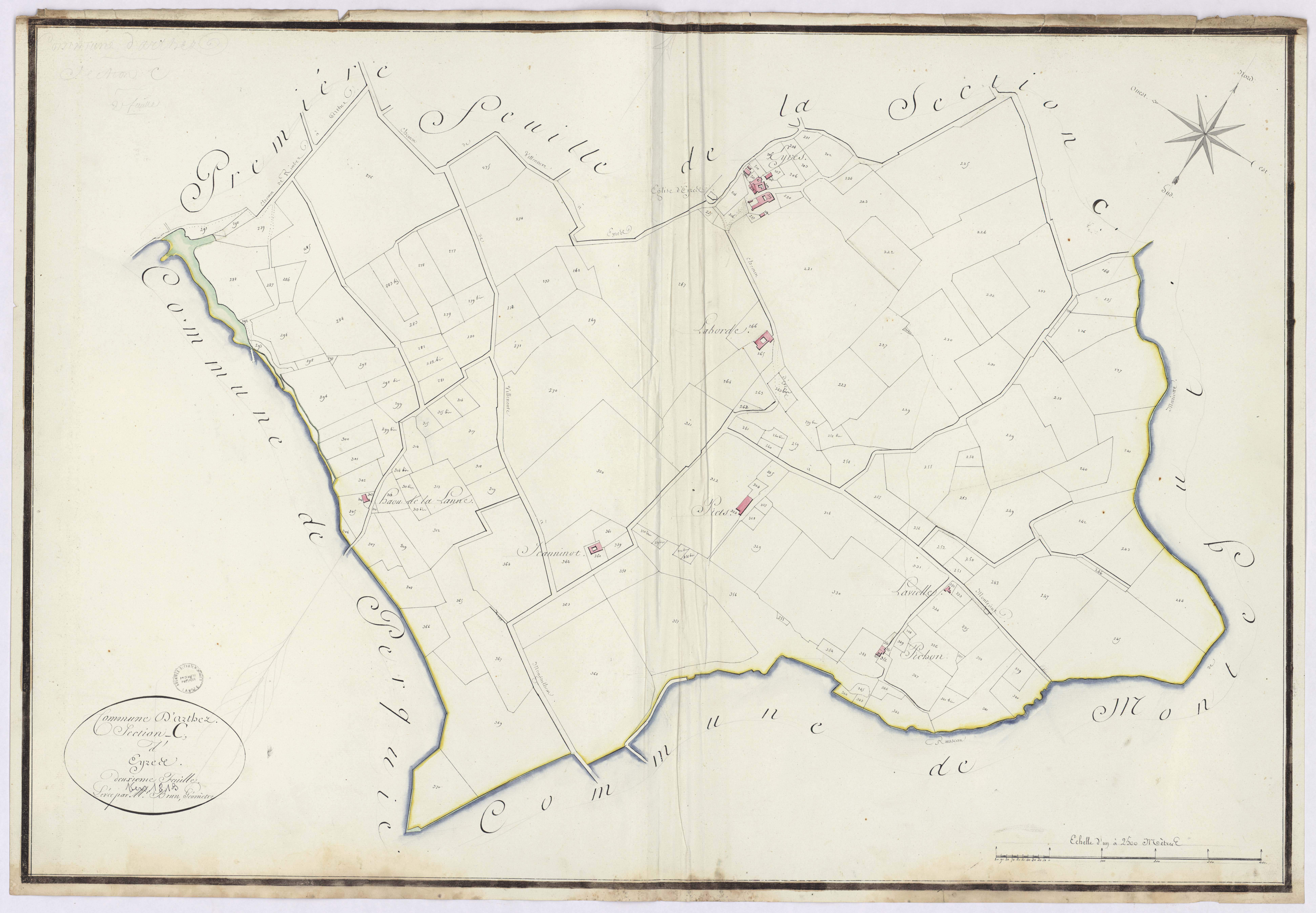 Arthez-d'Armagnac - Section C, dite d'Eyres, 2e feuille, par Brun géomètre