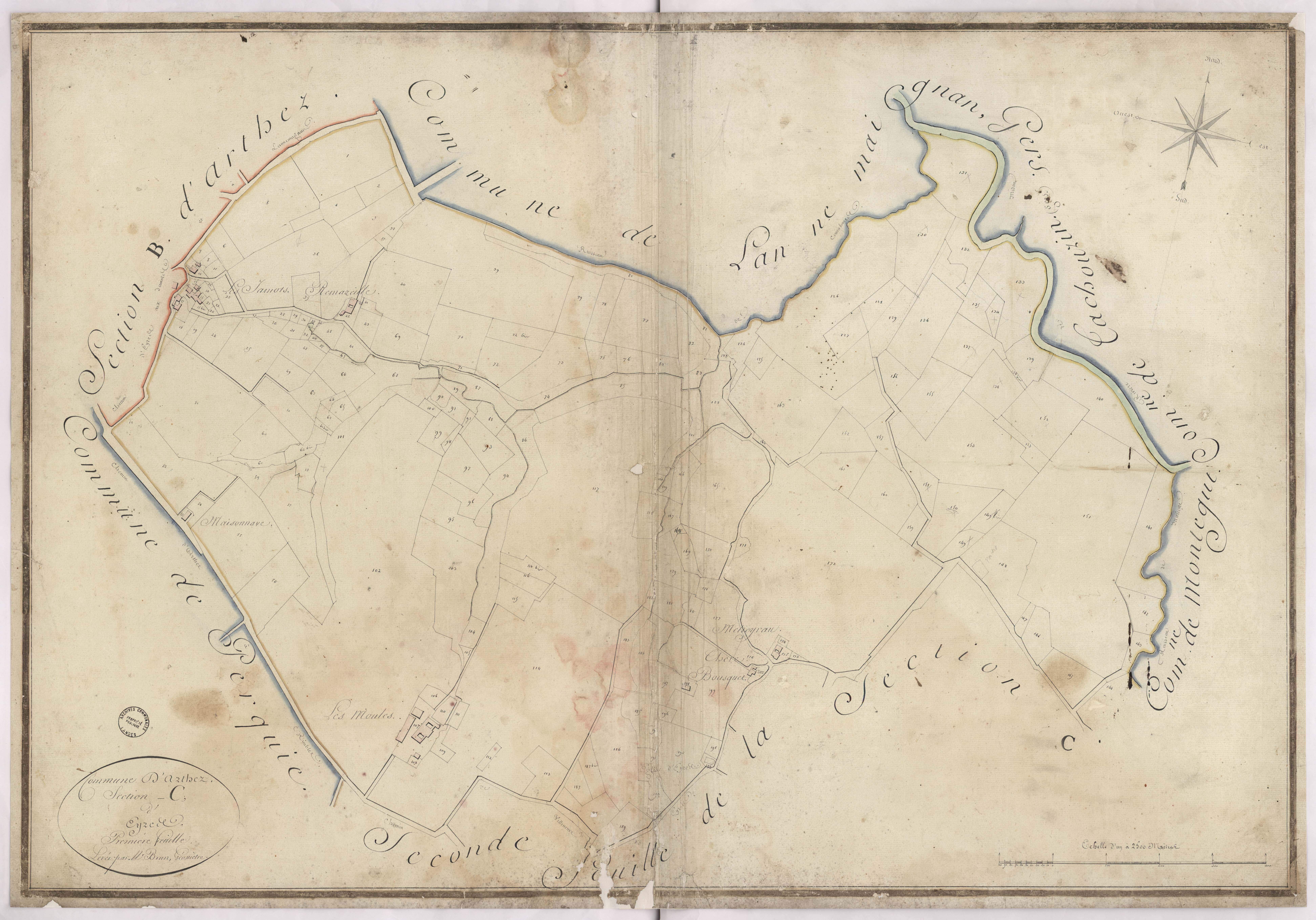 Arthez-d'Armagnac - Section C, dite d'Eyres, 1re feuille, par Brun géomètre
