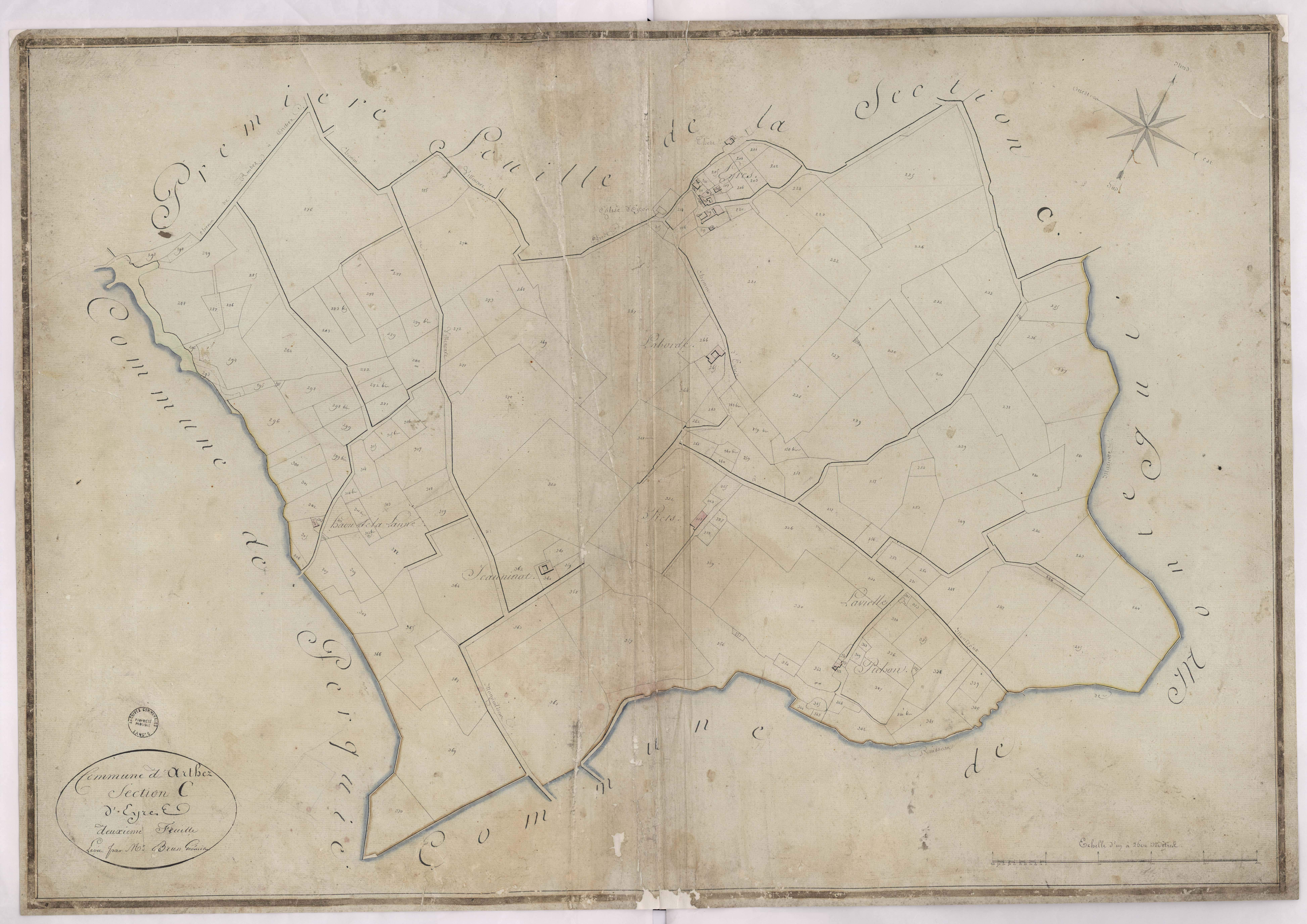 Arthez-d'Armagnac - Section C, dite d'Eyres, 2e feuille, par Brun géomètre