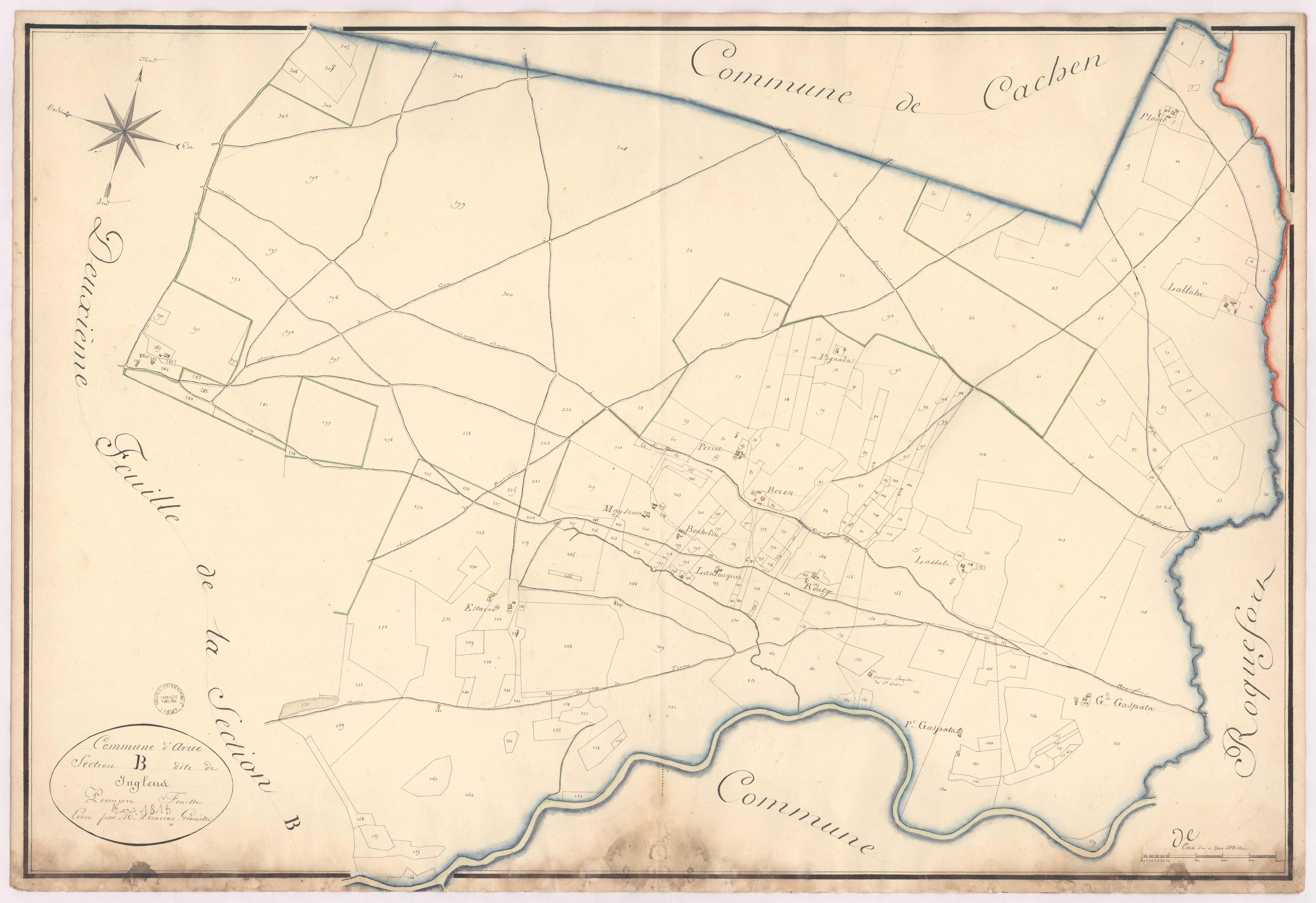 Arue - Section B, dite de Juglens, 1re feuille, par Prèneron géomètre