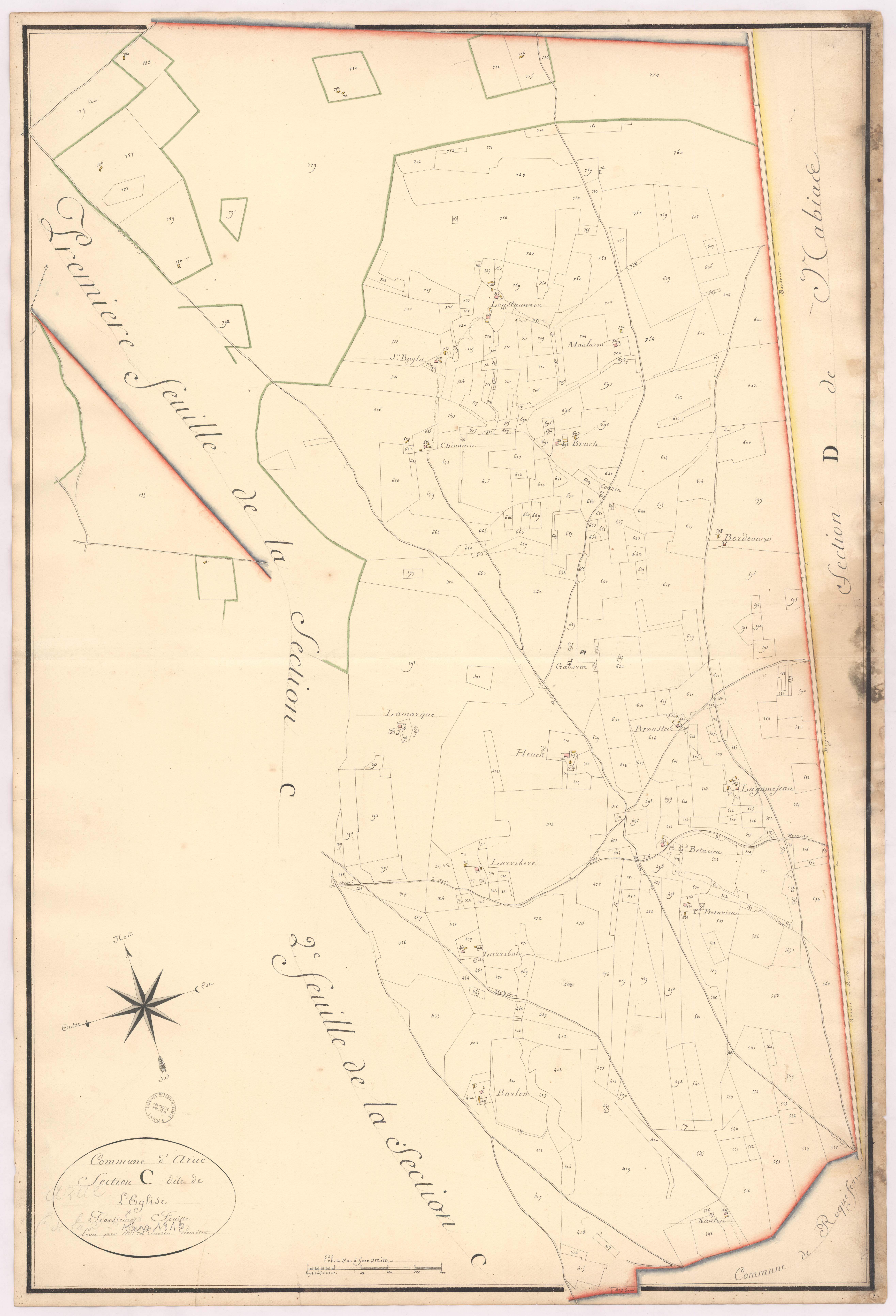 Arue - Section C, dite de l'Eglise, 3e feuille, par Prèneron géomètre