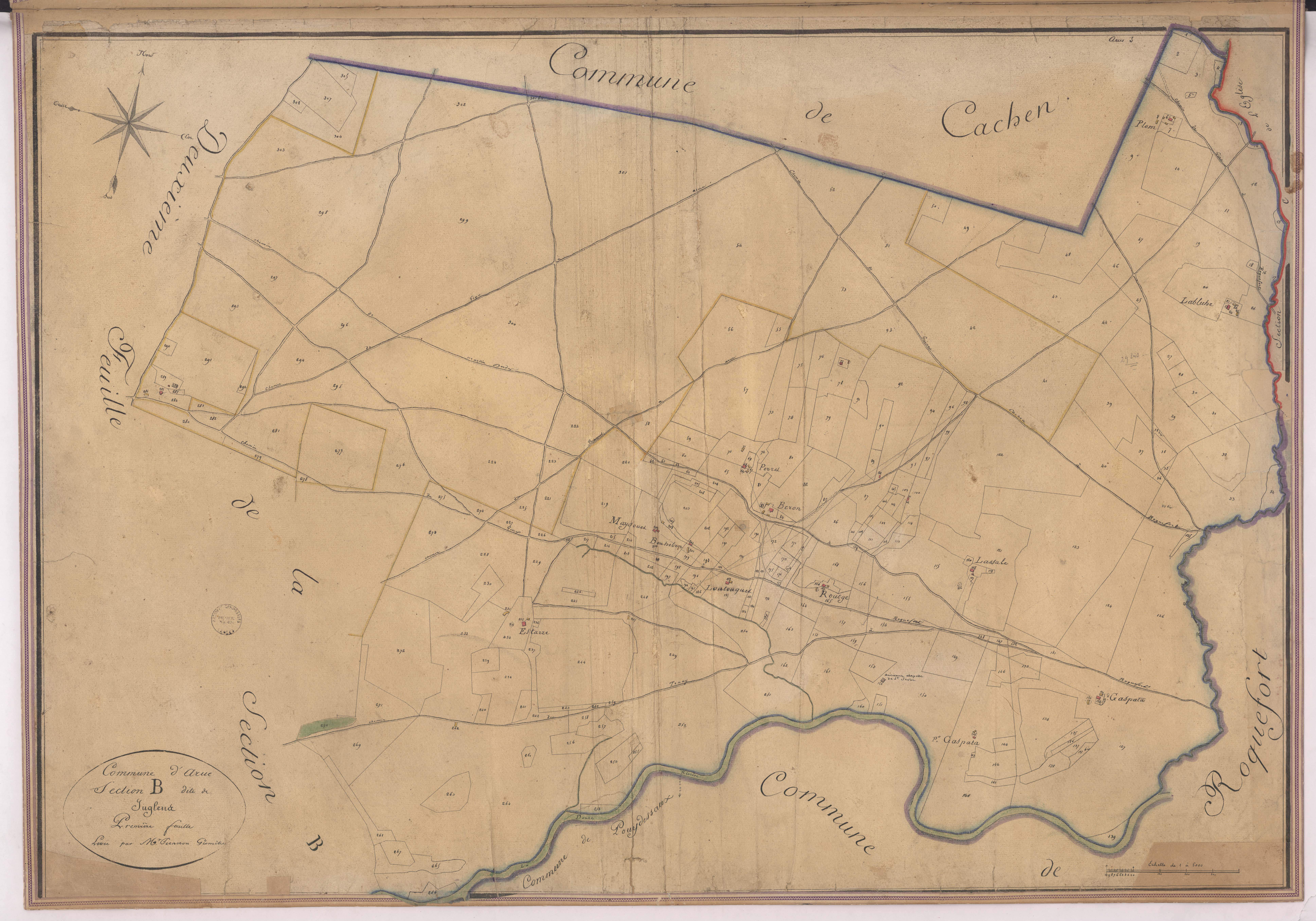 Arue - Section B, dite de Juglens, 1re feuille, par Prèneron géomètre