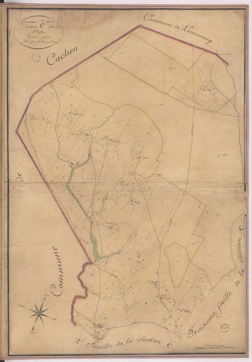 Arue - Section C, dite de l'Eglise, 1re feuille, par Prèneron géomètre