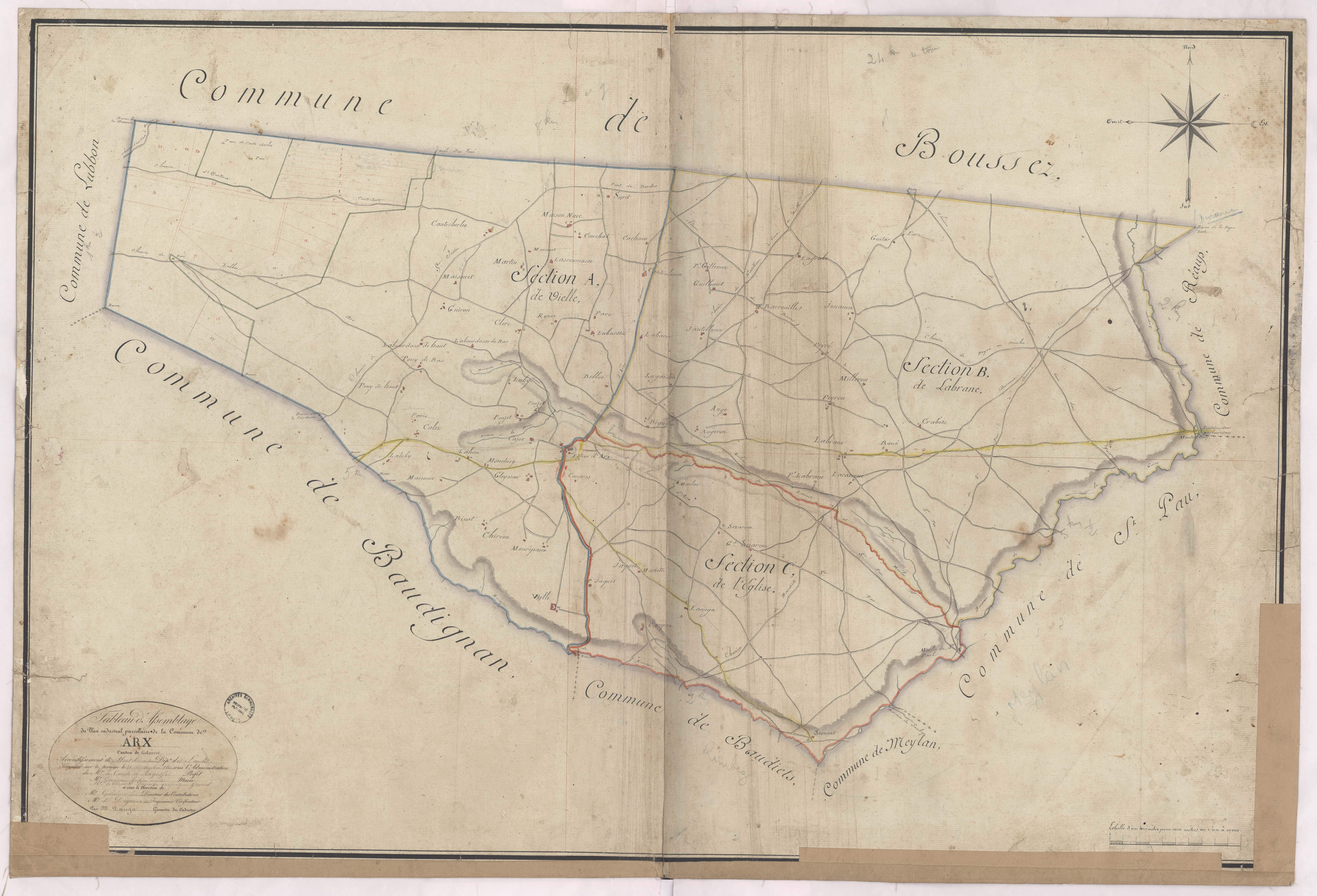 Arx - Tableau d'assemblage [...] de la commune d'Arx, par Dauga géomètre