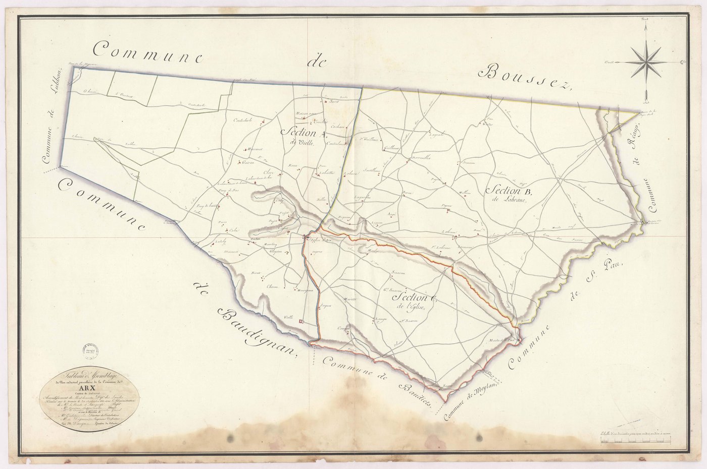 Arx - Tableau d'assemblage [...] de la commune d'Arx, par Dauga géomètre