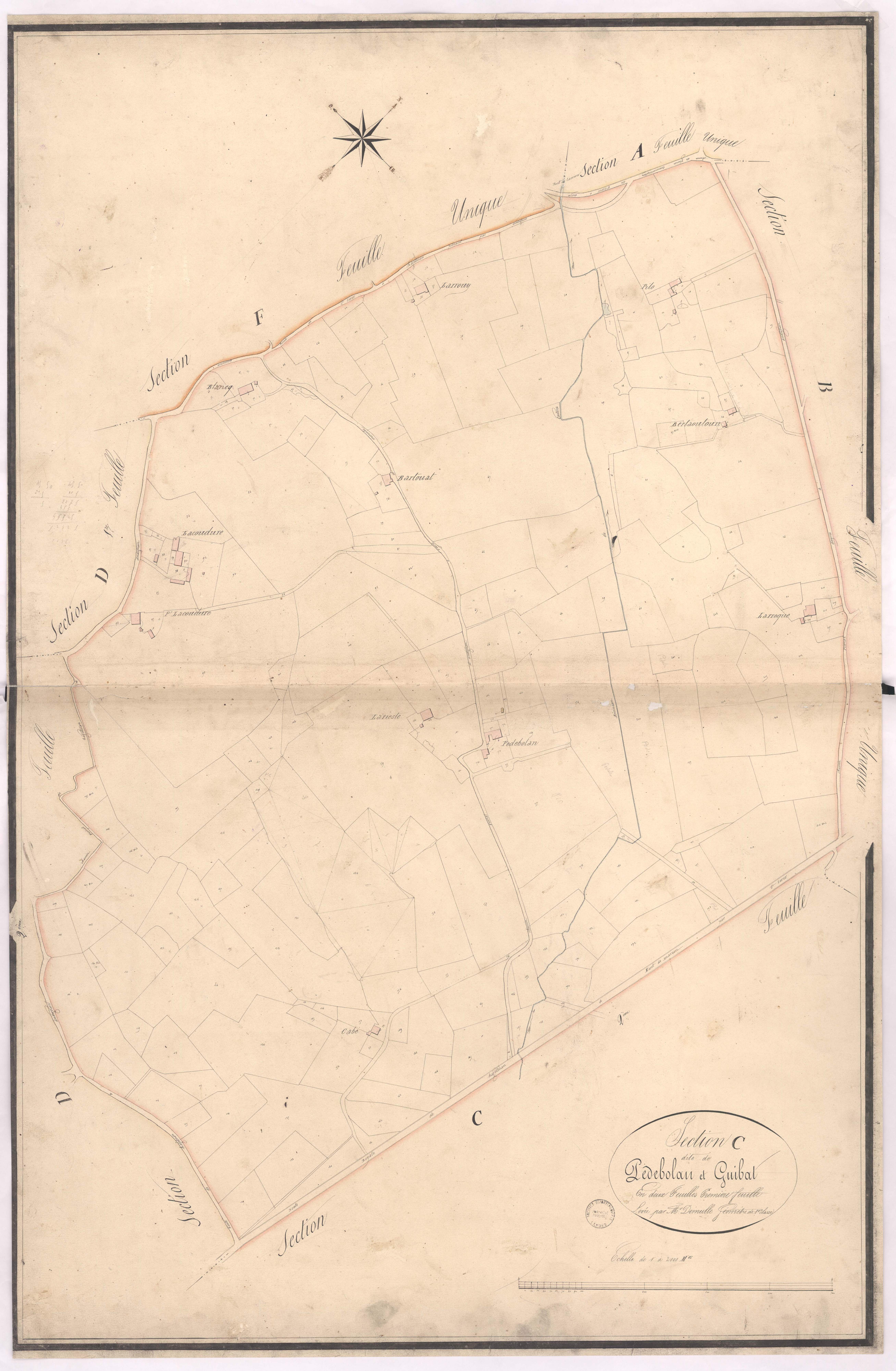 Audignon - Section C, dite de Pedebolan et Guibat, 1re feuille, par Dimulle géomètre