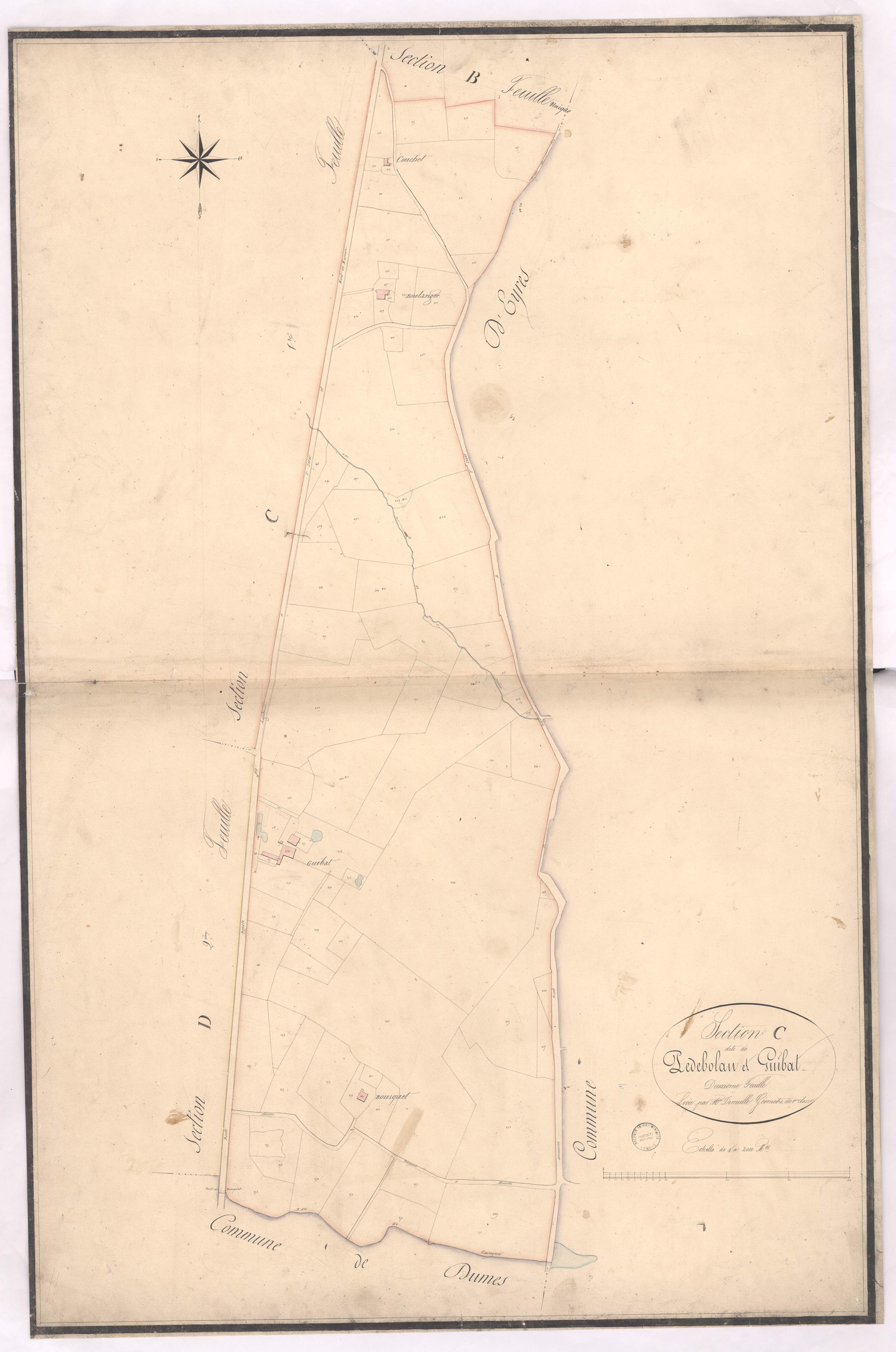 Audignon - Section C, dite de Pedebolan et Guibat, 2e feuille, par Dimulle géomètre