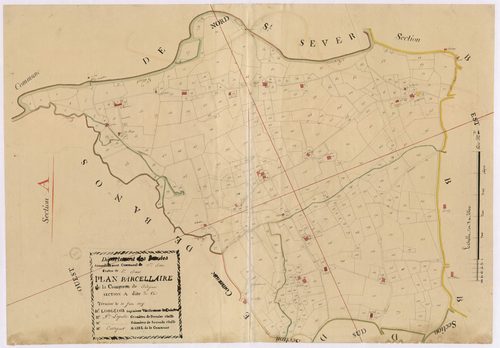 Audignon - Plan parcellaire de la section A, dite du Cé, par Longeois et Lagrolet, géomètres