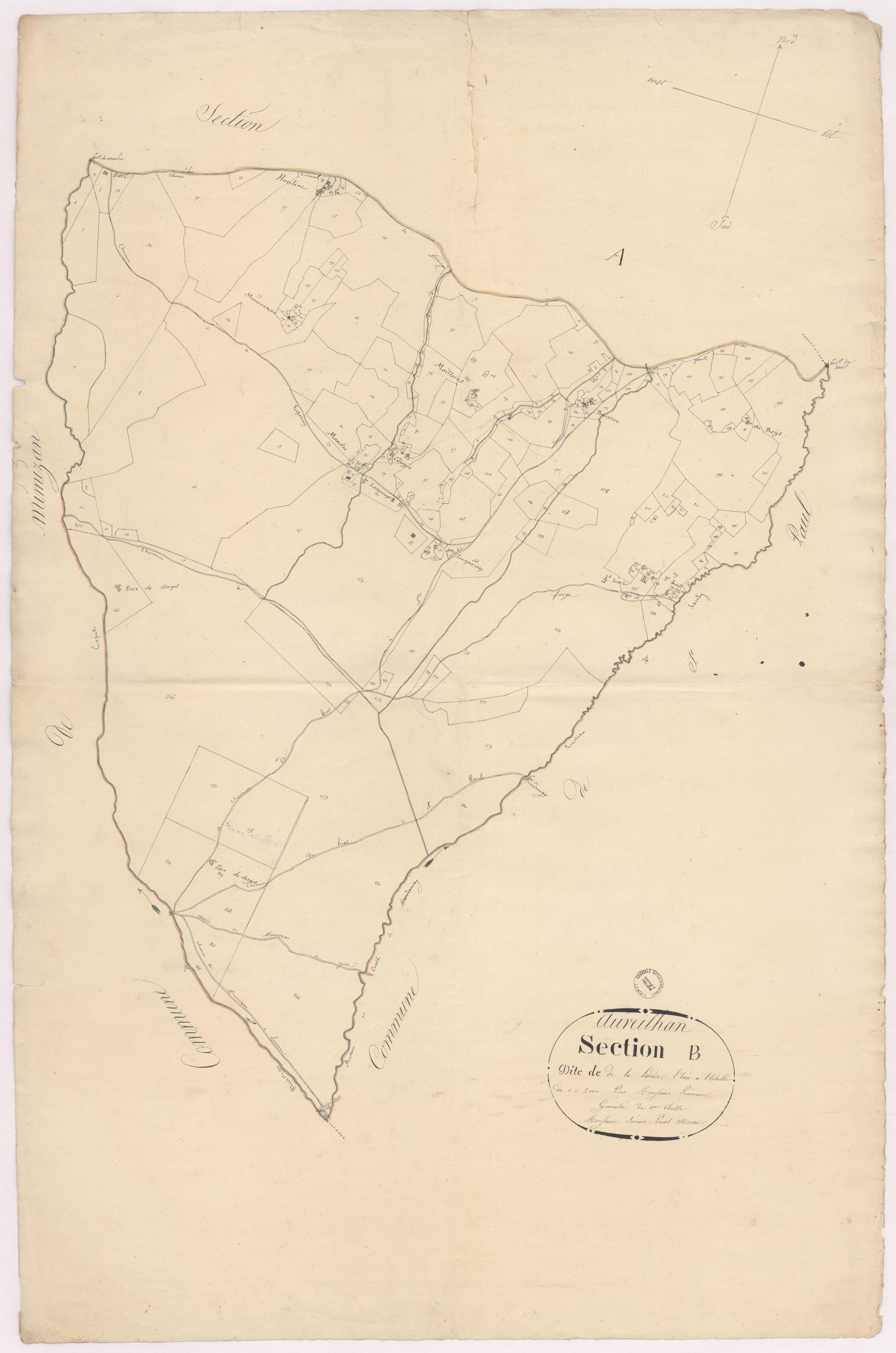 Aureilhan - Section B, dite de la Lande, par Prèneron géomètre