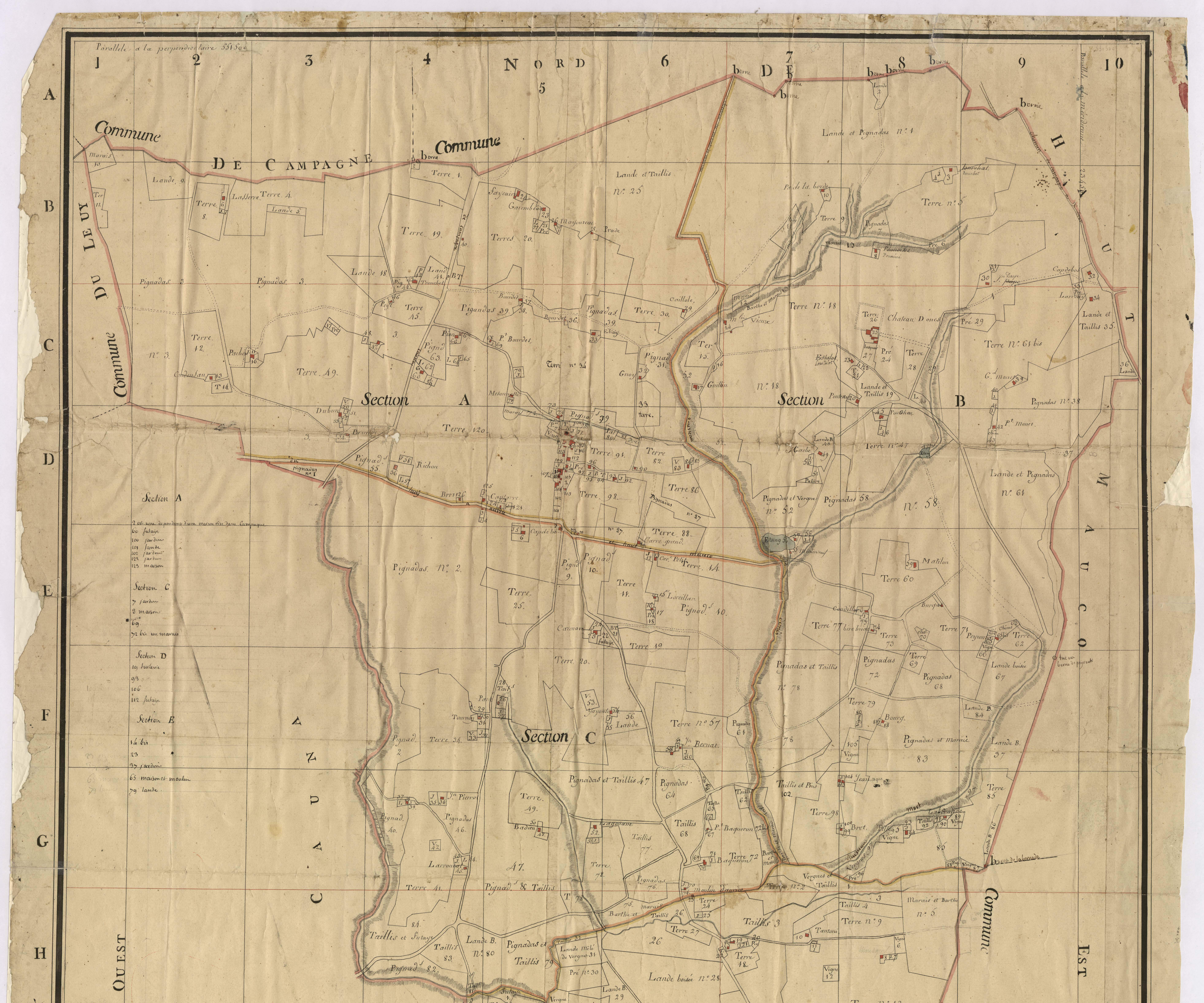 Aurice - Plan géométrique de la commune d'Aurice, par Lobgeois et Préneron, géomètres
