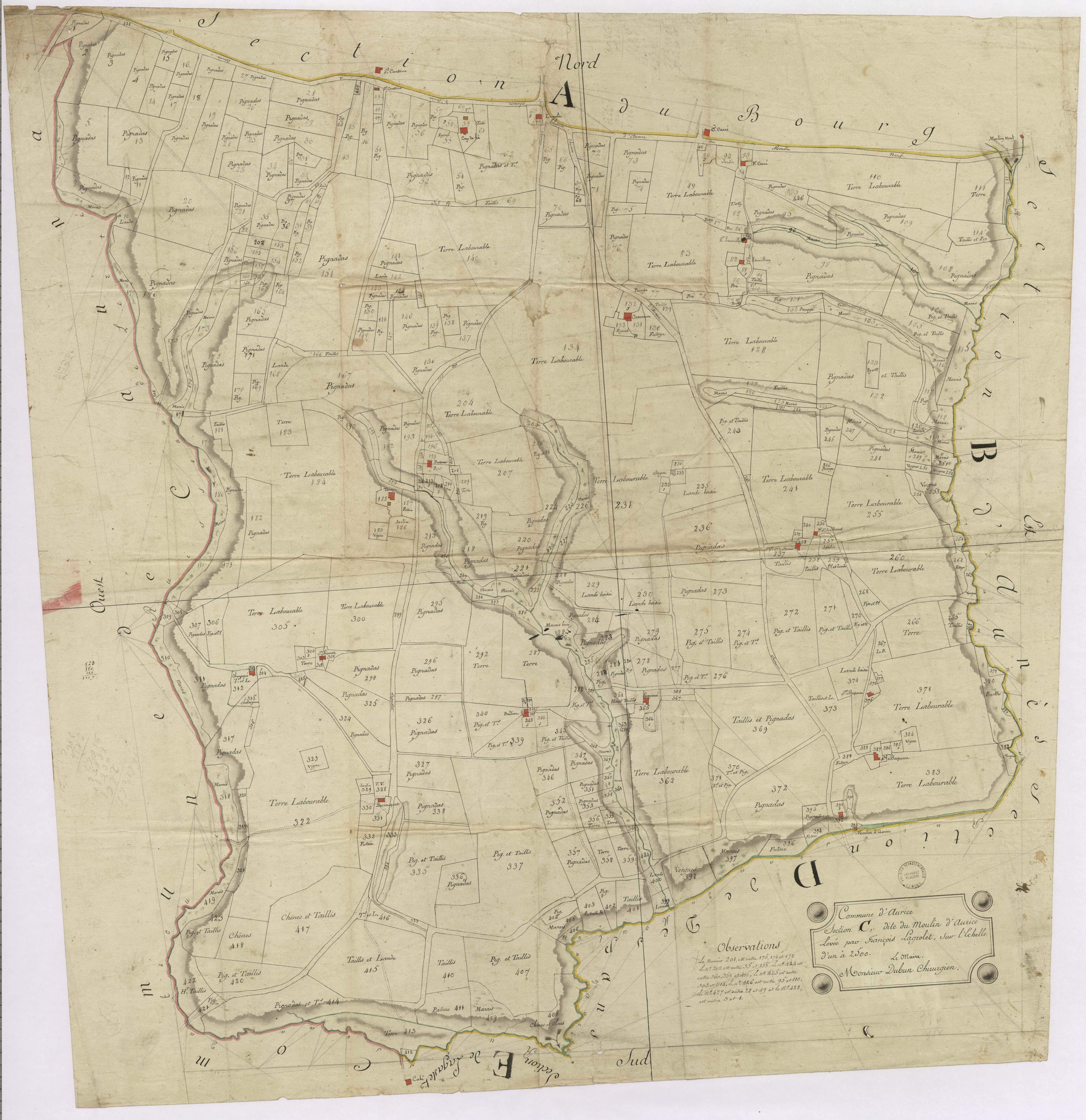 Aurice - Section C, dite du Moulin d'Aurice, par Lagrolet géomètre