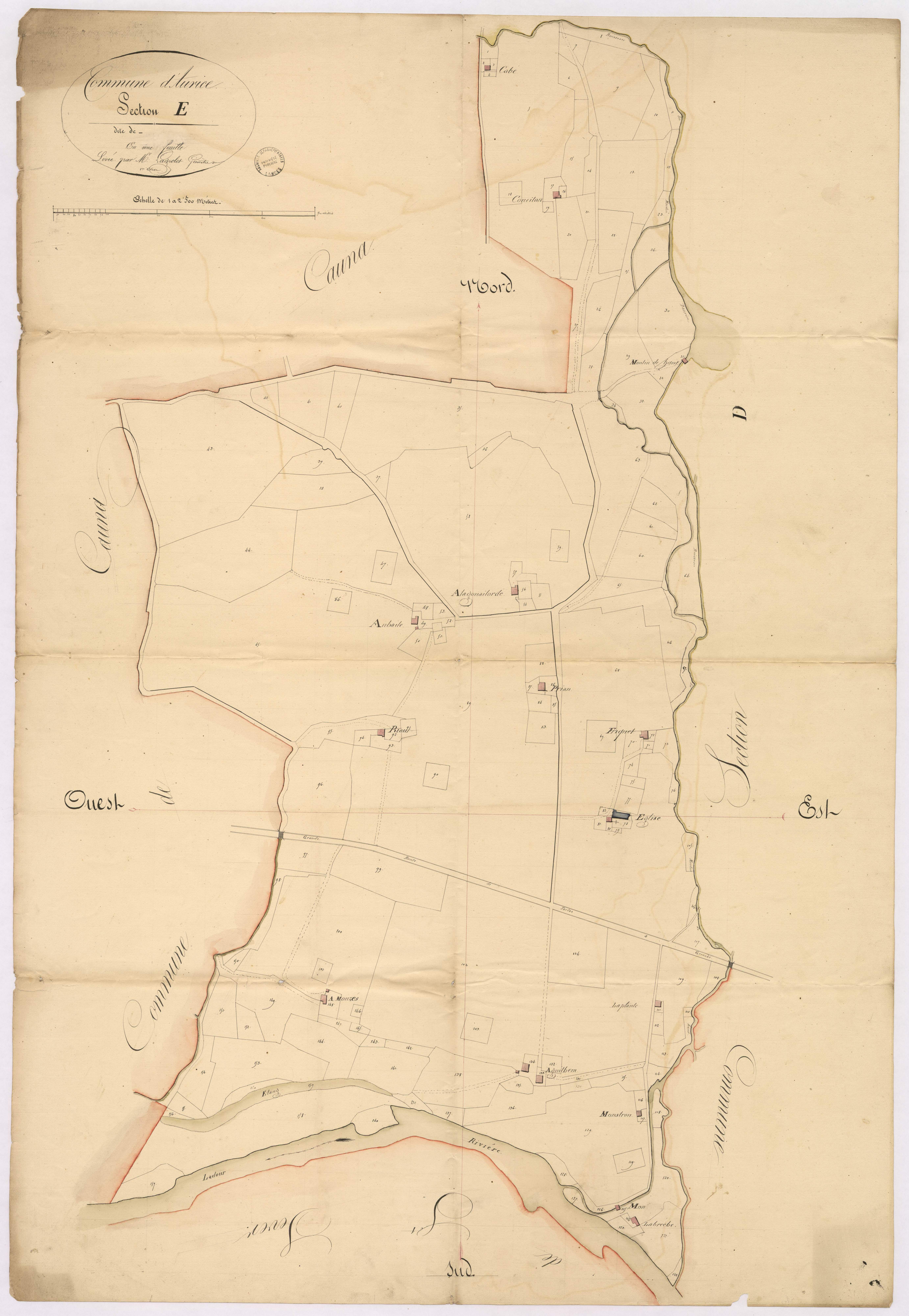 Aurice - Commune d'Aurice, section E, par Lagrolet géomètre