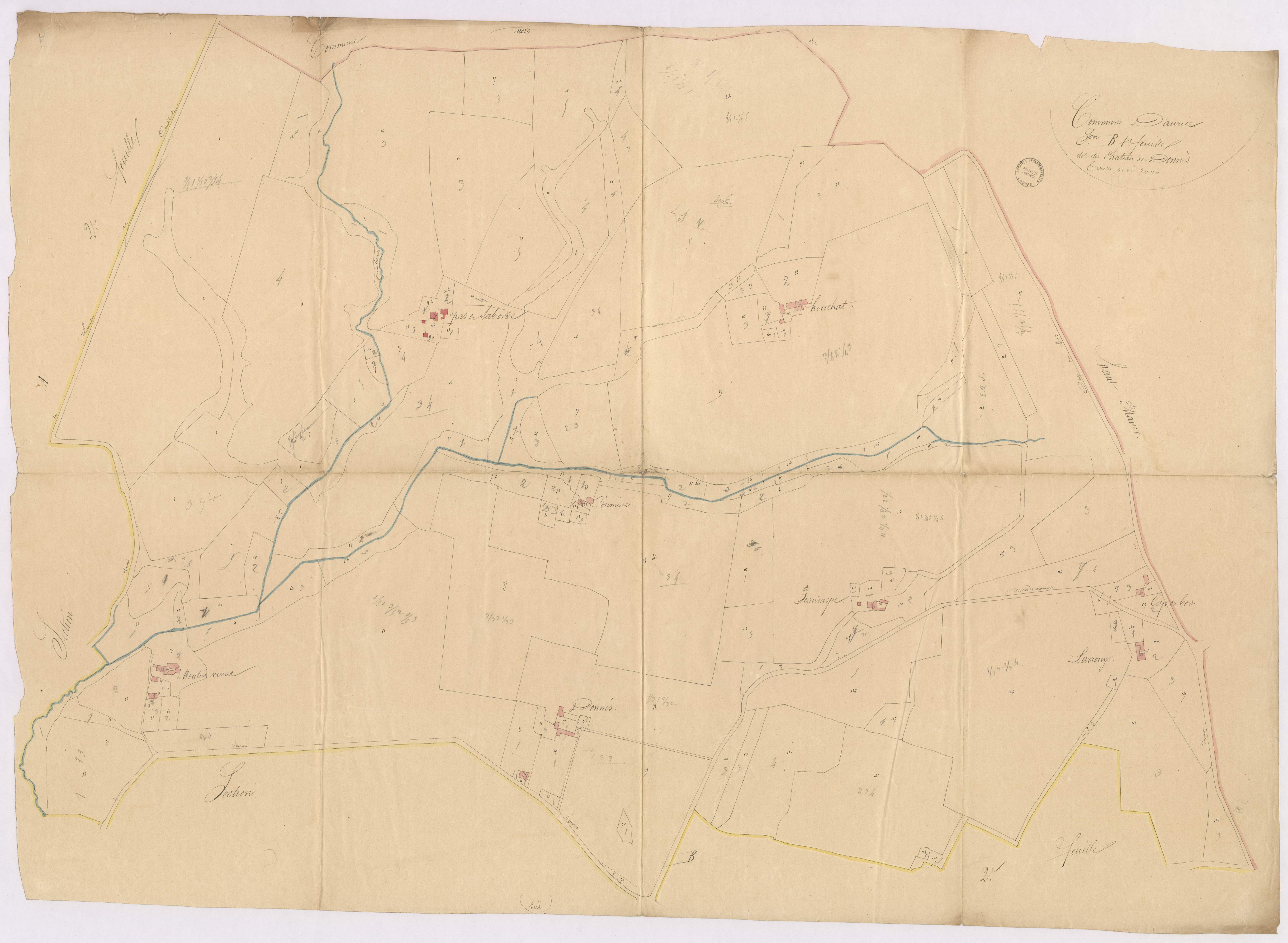 Aurice - Section B, dite du Château d'Onnès, 1re feuille