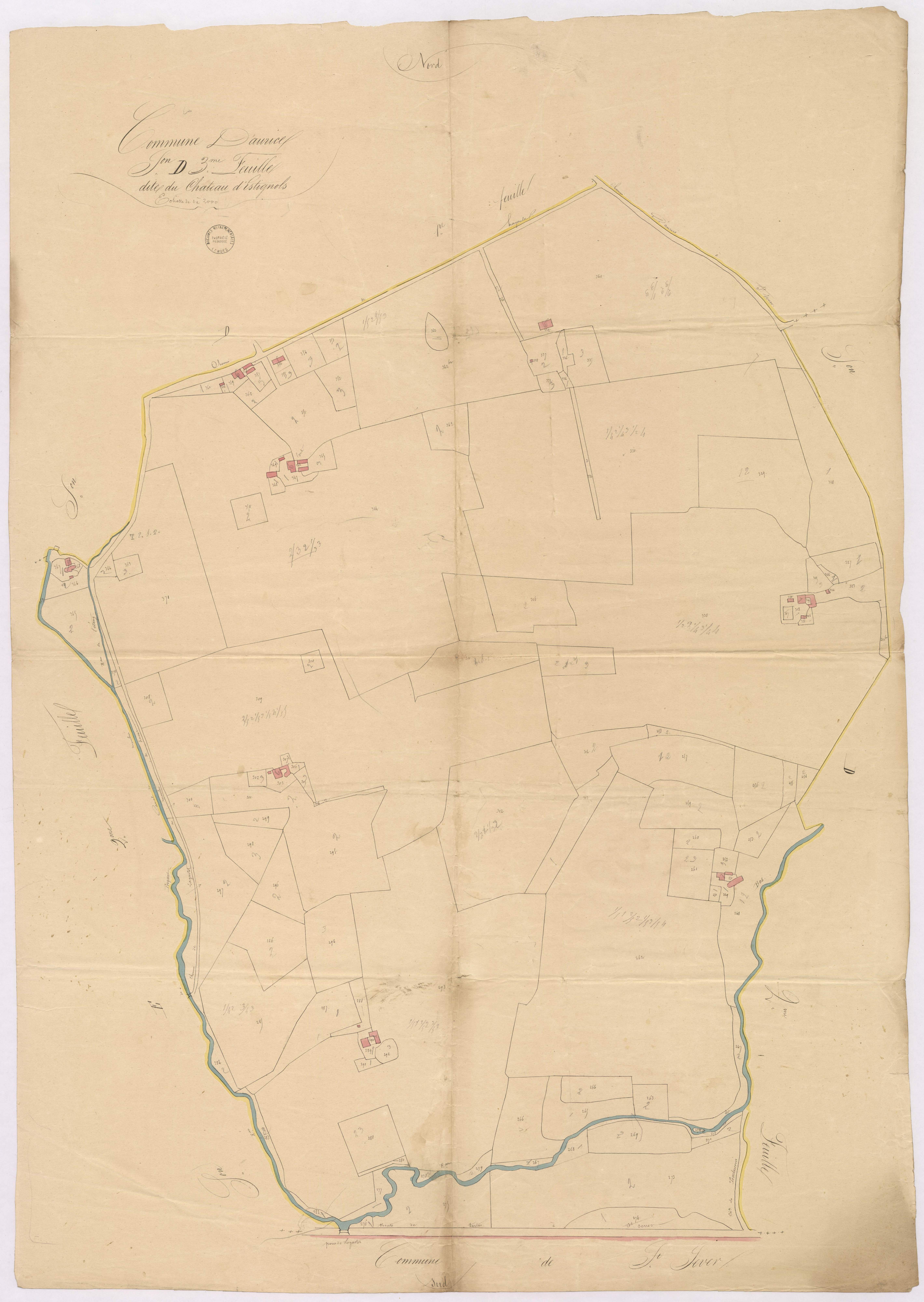 Aurice - Section D, dite du château d'Estignols, 3e feuille