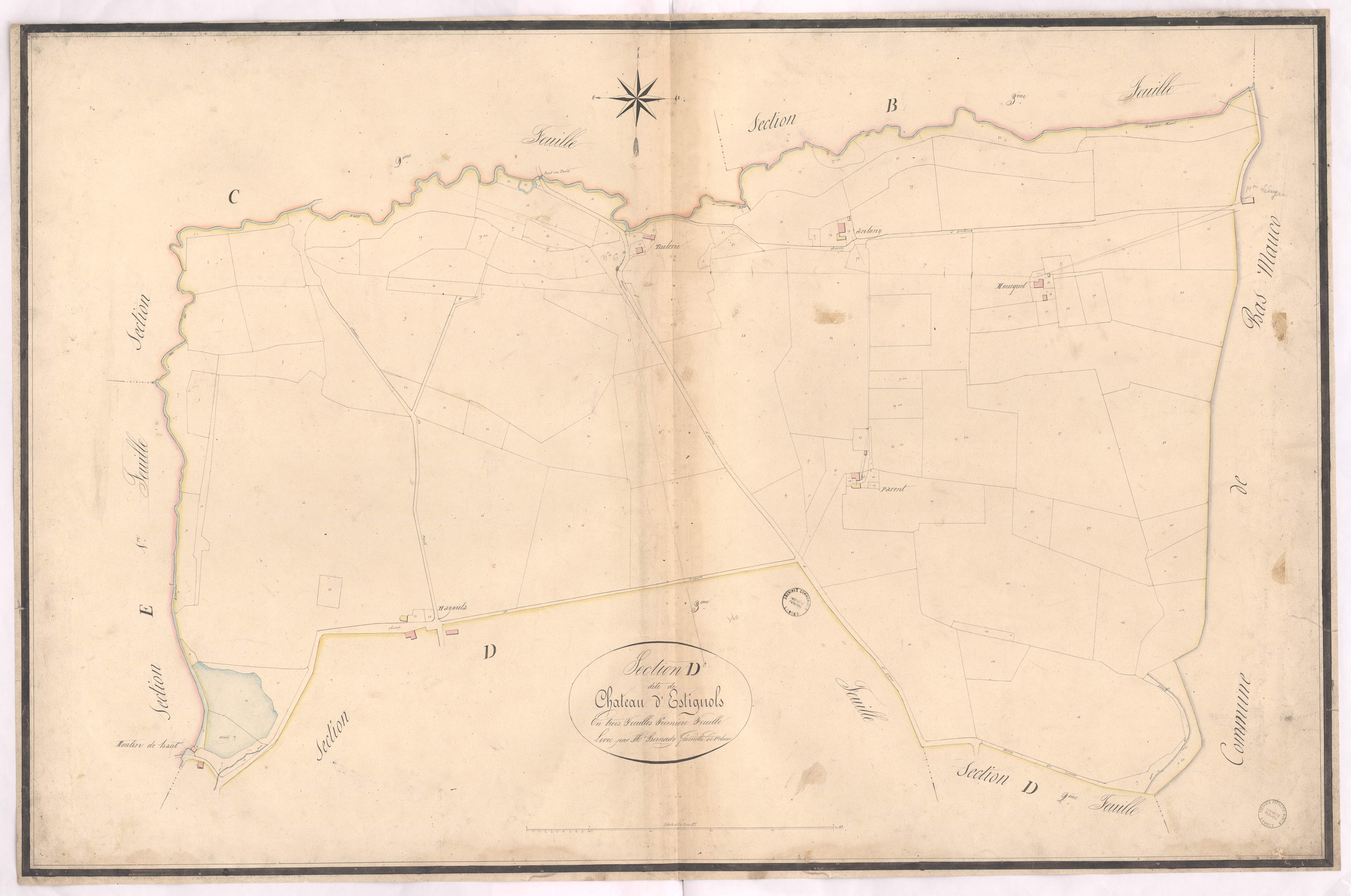Aurice - Section D, dite du Château d'Estignols, 1re feuille