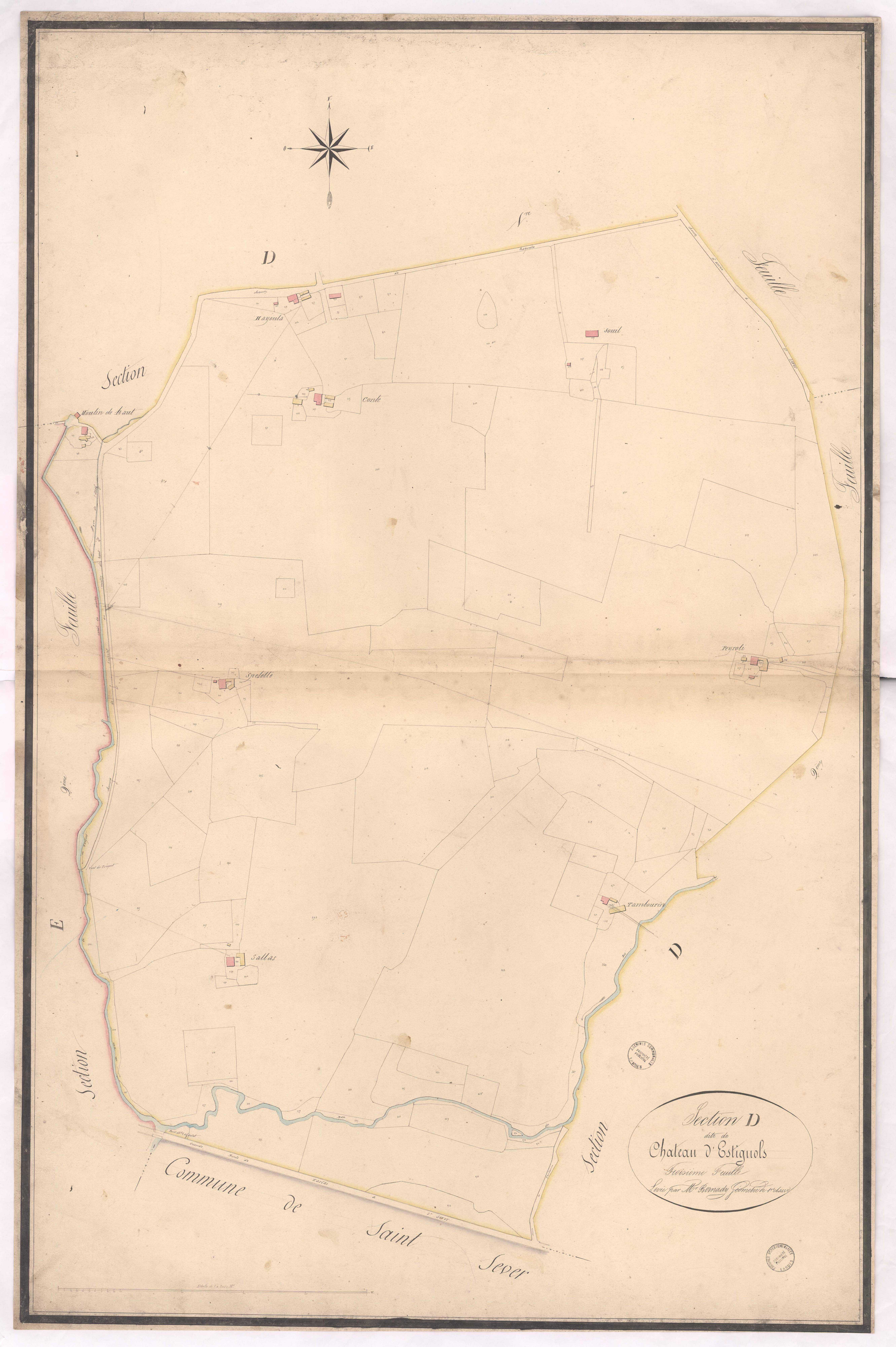 Aurice - Section D, dite du Château d'Estignols, 3e feuille