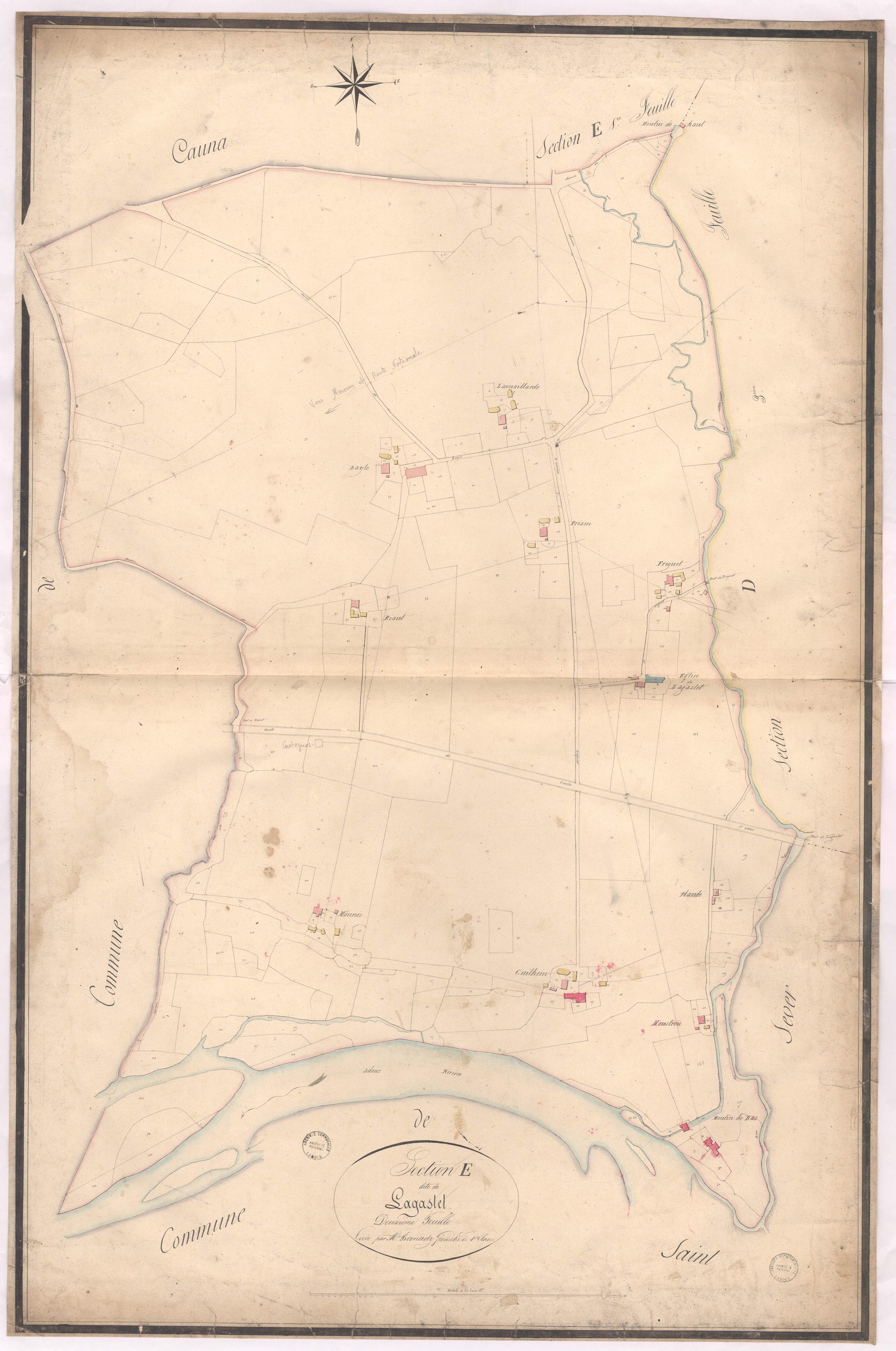 Aurice - Section E, dite de Lagastet, 2e feuille, par Bernady géomètre