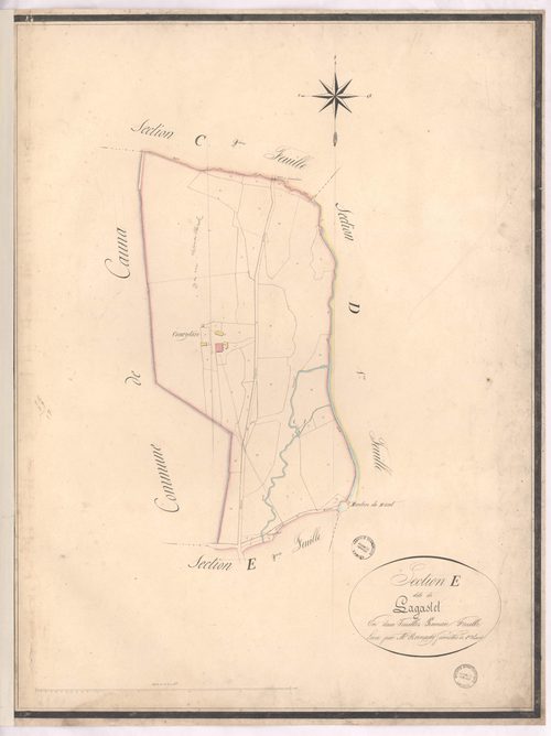 Aurice - Section E, dite de Lagastet,  1re feuille, par Bernady géomètre