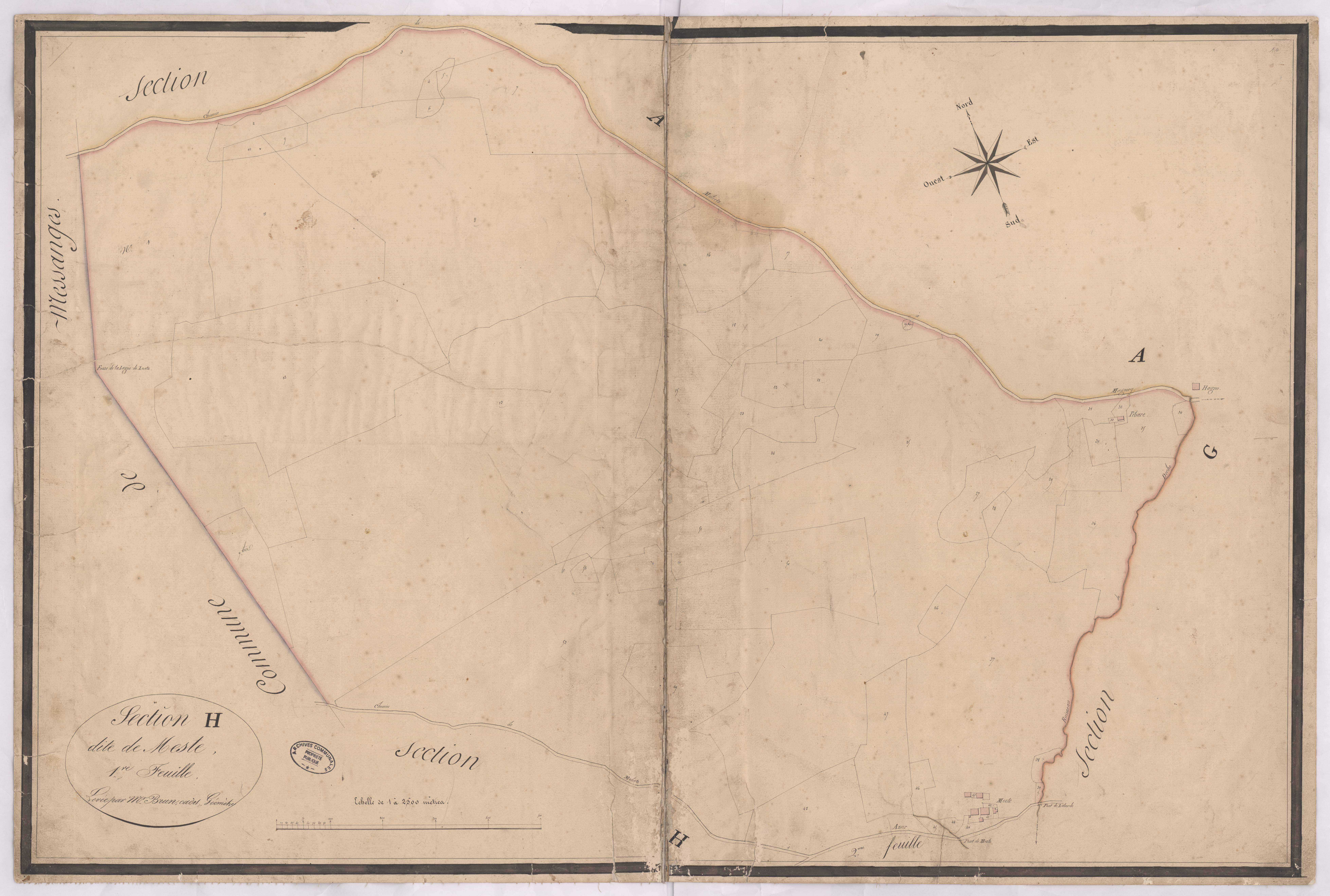 Azur - Section H, dite de Meste, 1re feuille, par Brun cadet géomètre