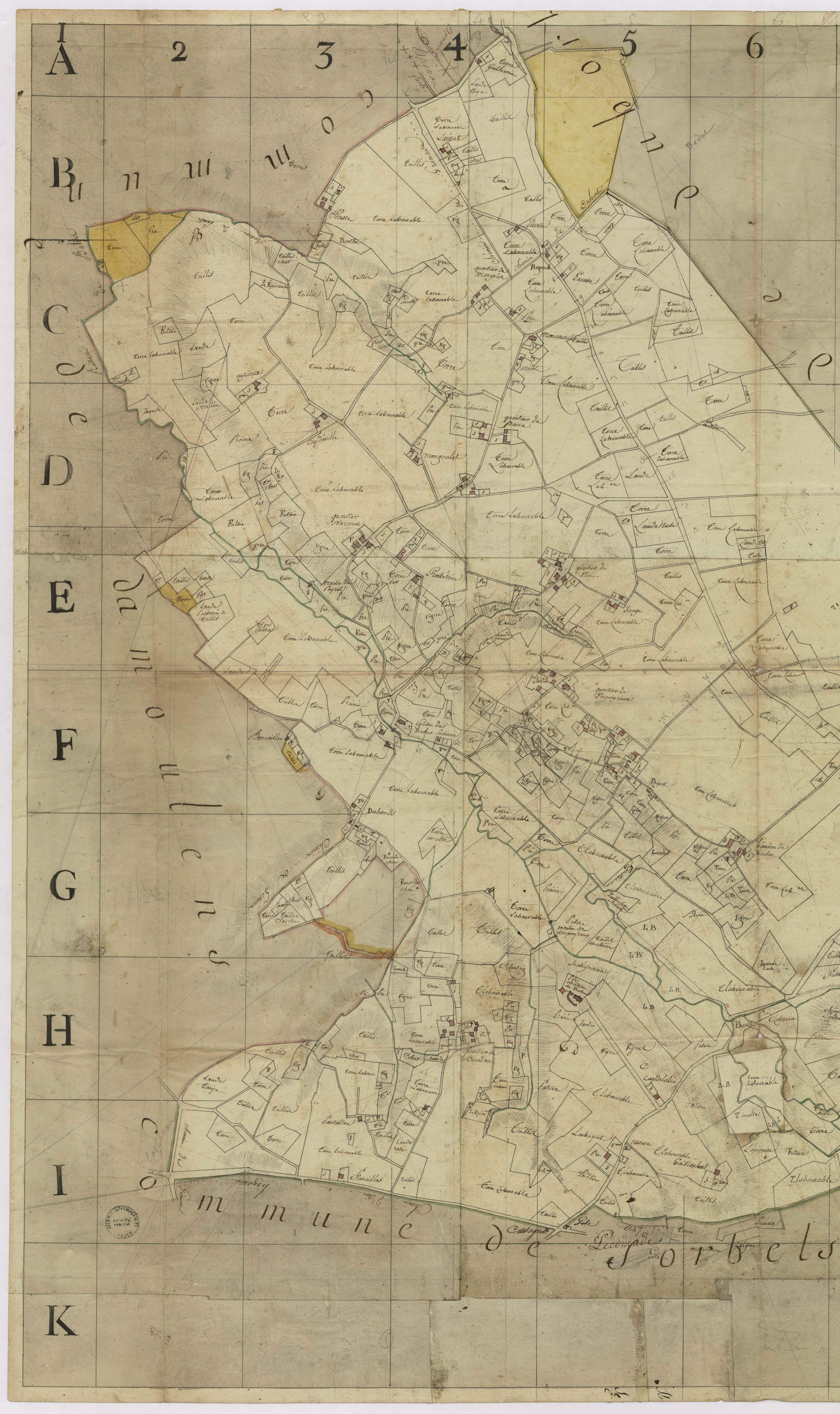 Bahus-Soubiran - Plan géométrique de la commune de Bahus-Soubiran, par Lobgeois et Saint-Léger, géomètres