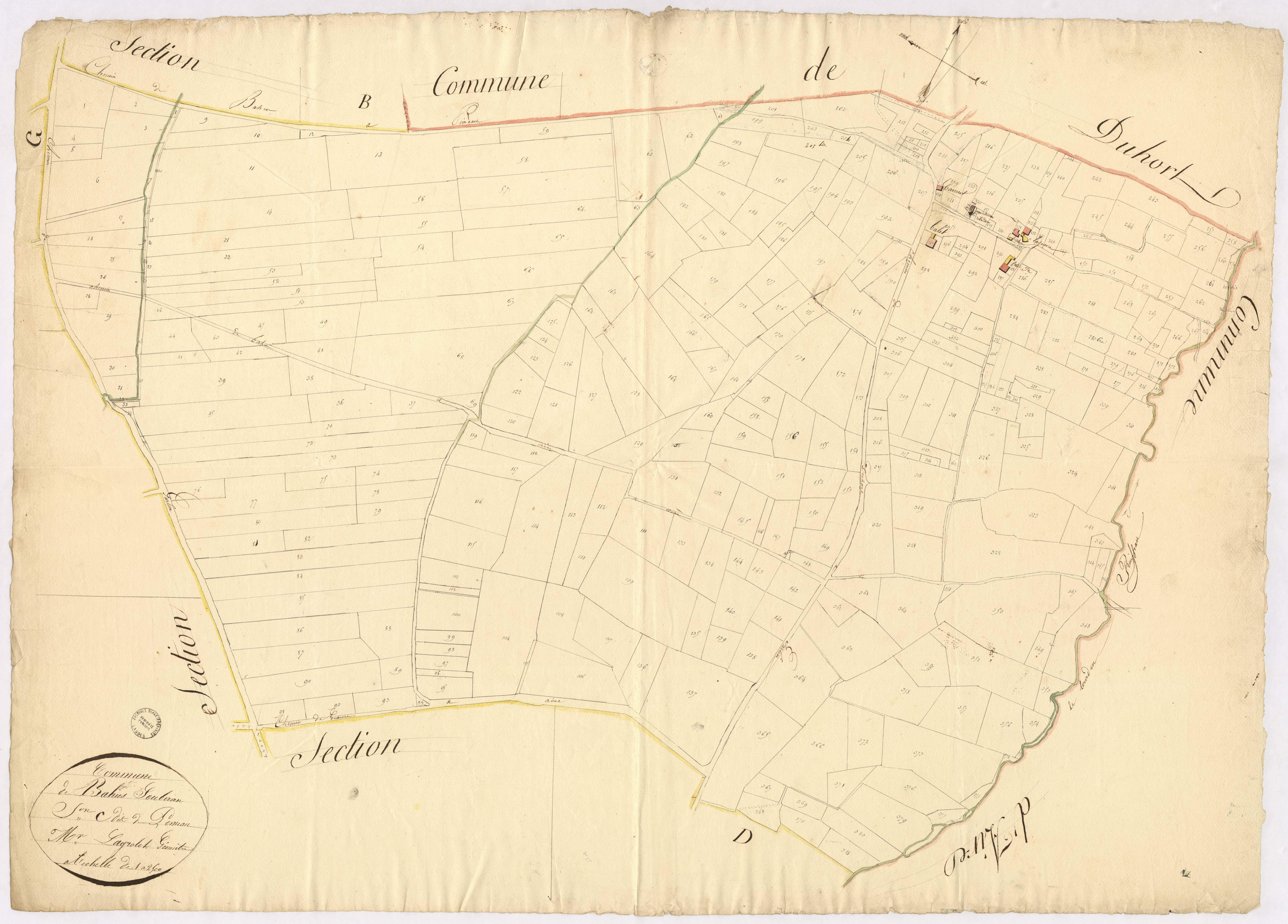 Bahus-Soubiran - Section C, dite de Pemeau, par Lagrolet géomètre