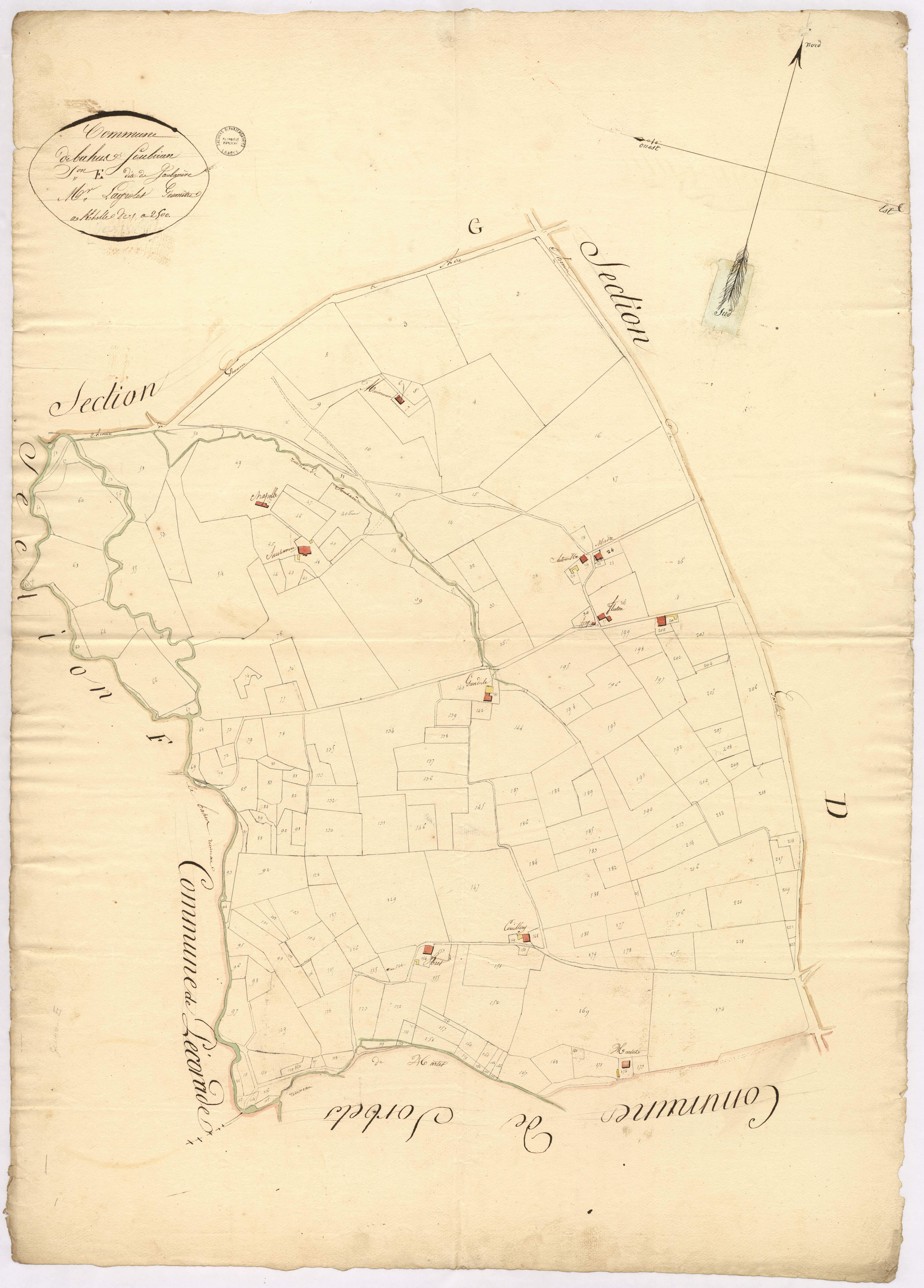 Bahus-Soubiran - Section E, dite de Saubanère, par Lagrolet géomètre