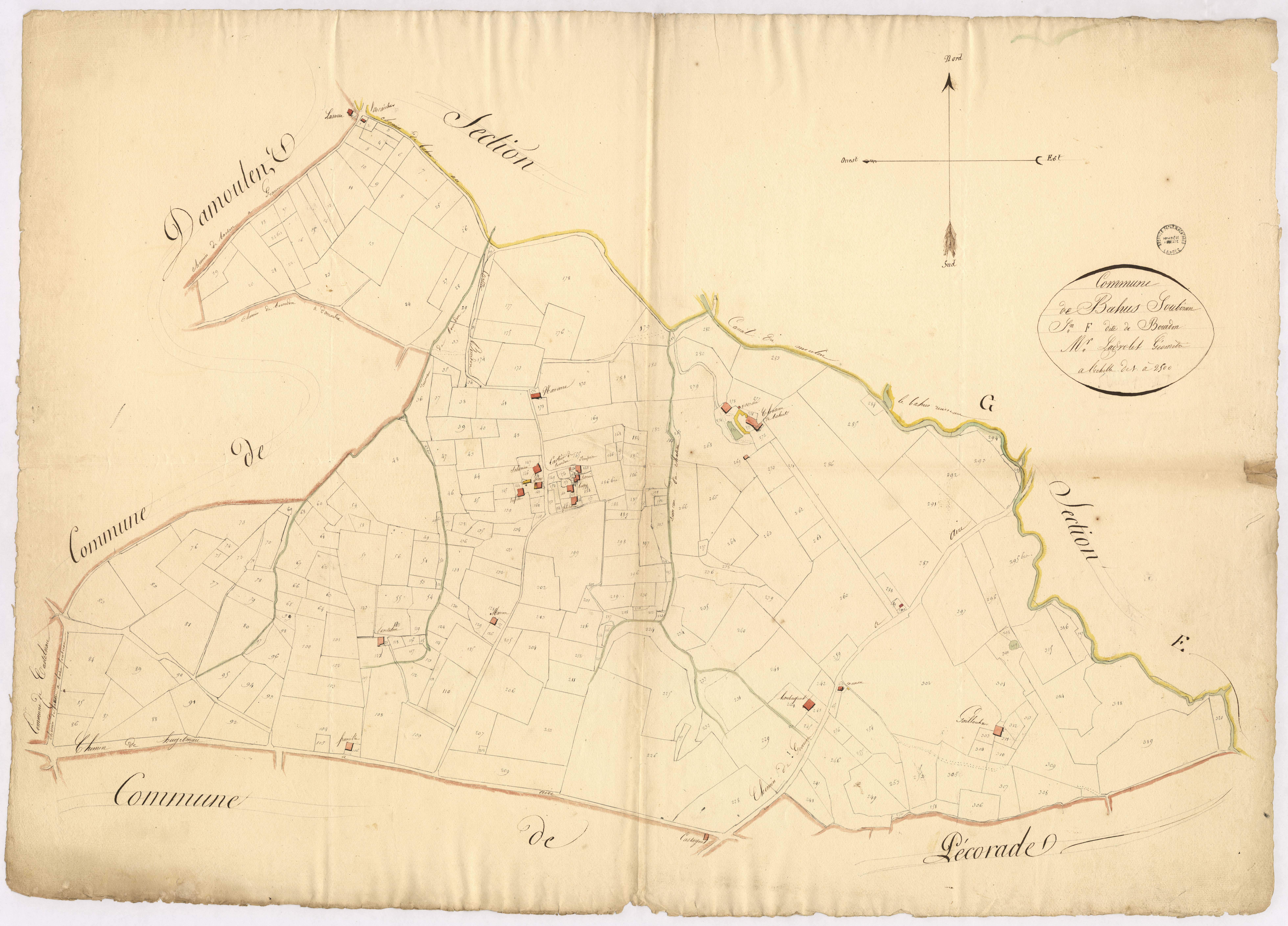 Bahus-Soubiran - Section F, dite de Bourdon, par Lagrolet géomètre