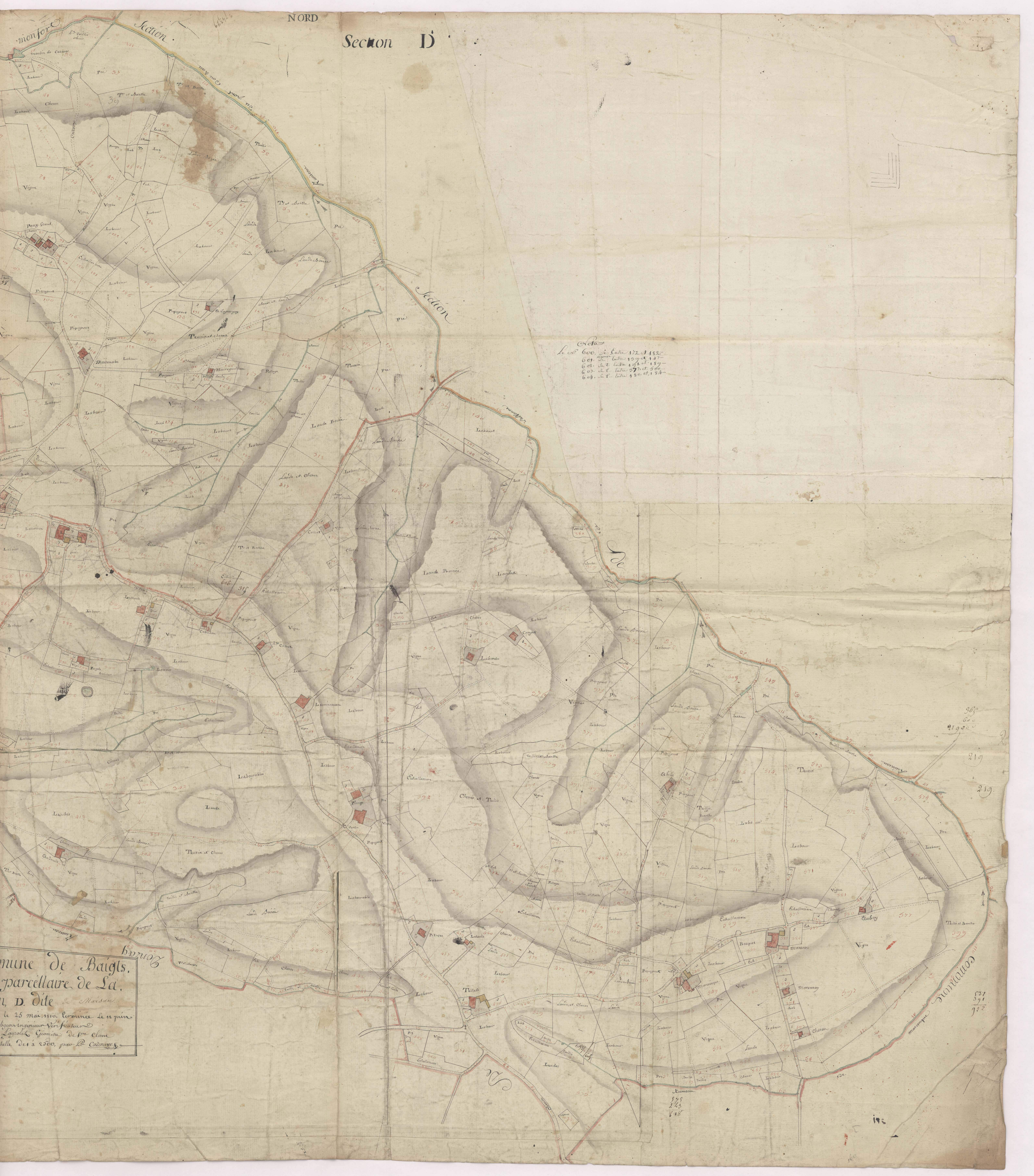 Baigts - Section D, dite de Marsan, par Lobgeois et Lagrolet, géomètres