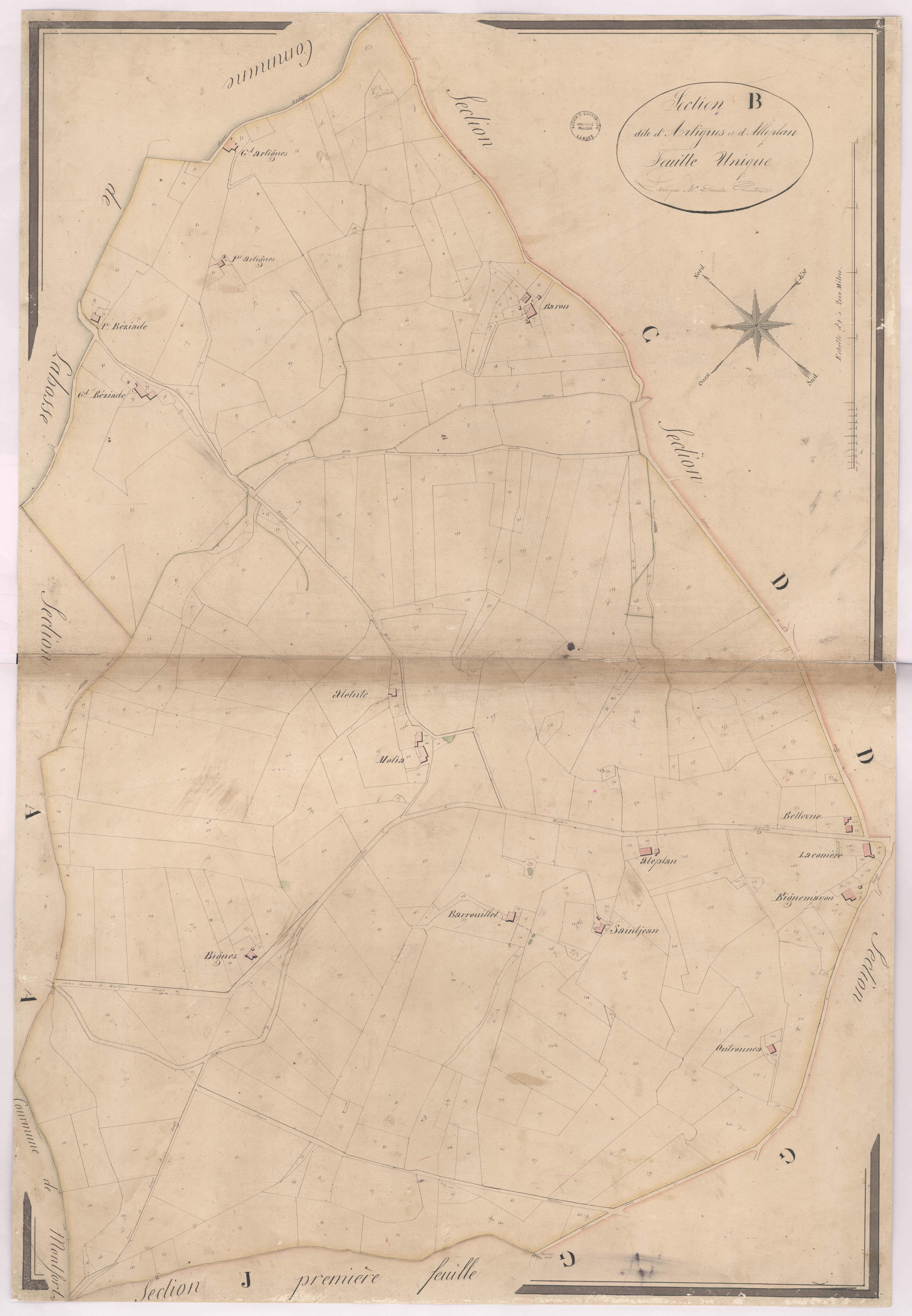 Baigts - Section B, dite d'Artigues et Alleplan, par Dimulle géomètre