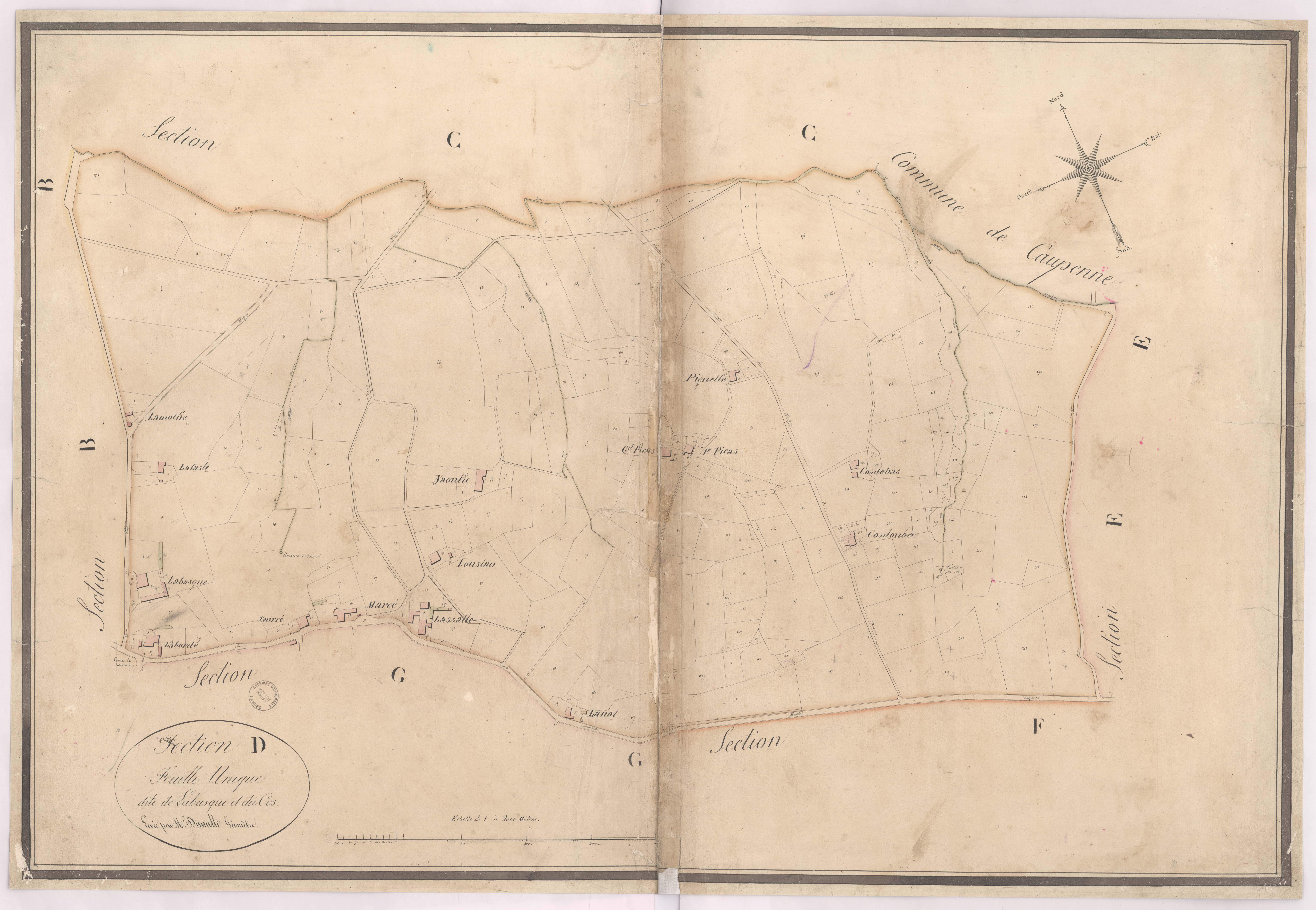 Baigts - Section D, dite de Labasque et du Cos, par Dimulle géomètre