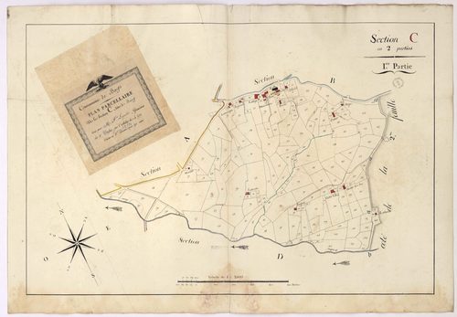 Baigts - Plan parcellaire de la section C, dite du Bourg, 1re partie, par Lagrolet géomètre