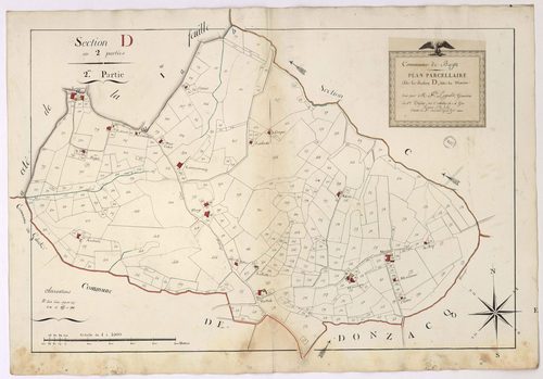 Baigts - Plan parcellaire de la section D, dite de Marsan, 2e partie, par Lagrolet géomètre