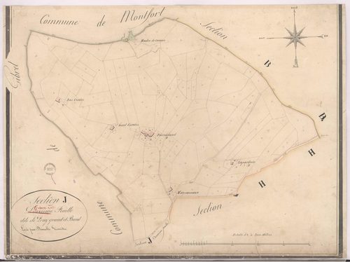 Baigts - Section J, 1re feuille, dite de Pouy-grand et Barat, par Dimulle géomètre