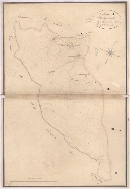 Baigts - Section J, 2e feuille, dite de Pouy-grand et Barat, par Dimulle géomètre
